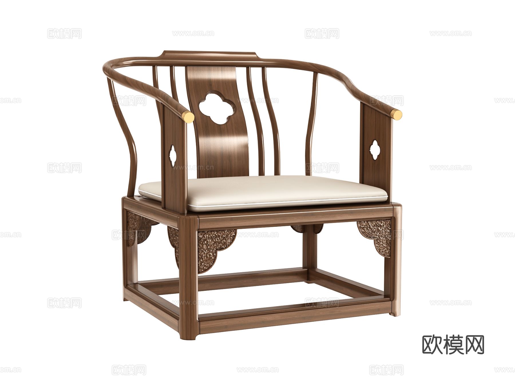 中式单人沙发3d模型下载