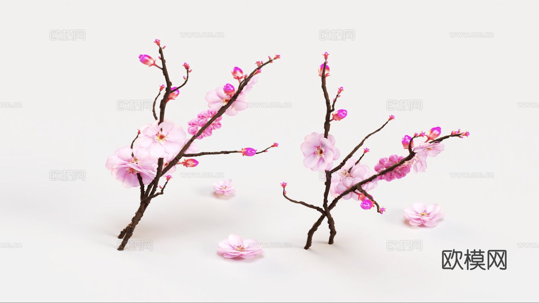 桃花 树枝 花卉 花草3d模型