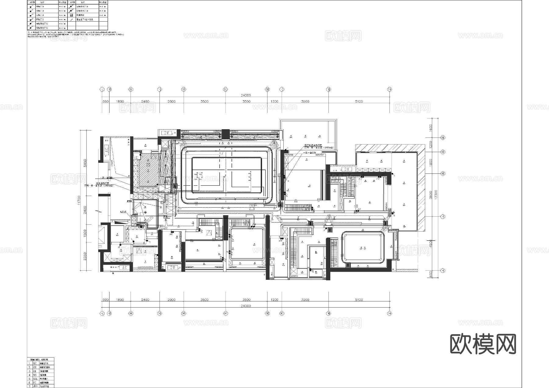 大平层家装水电图CAD施工图下载（渲染图3）