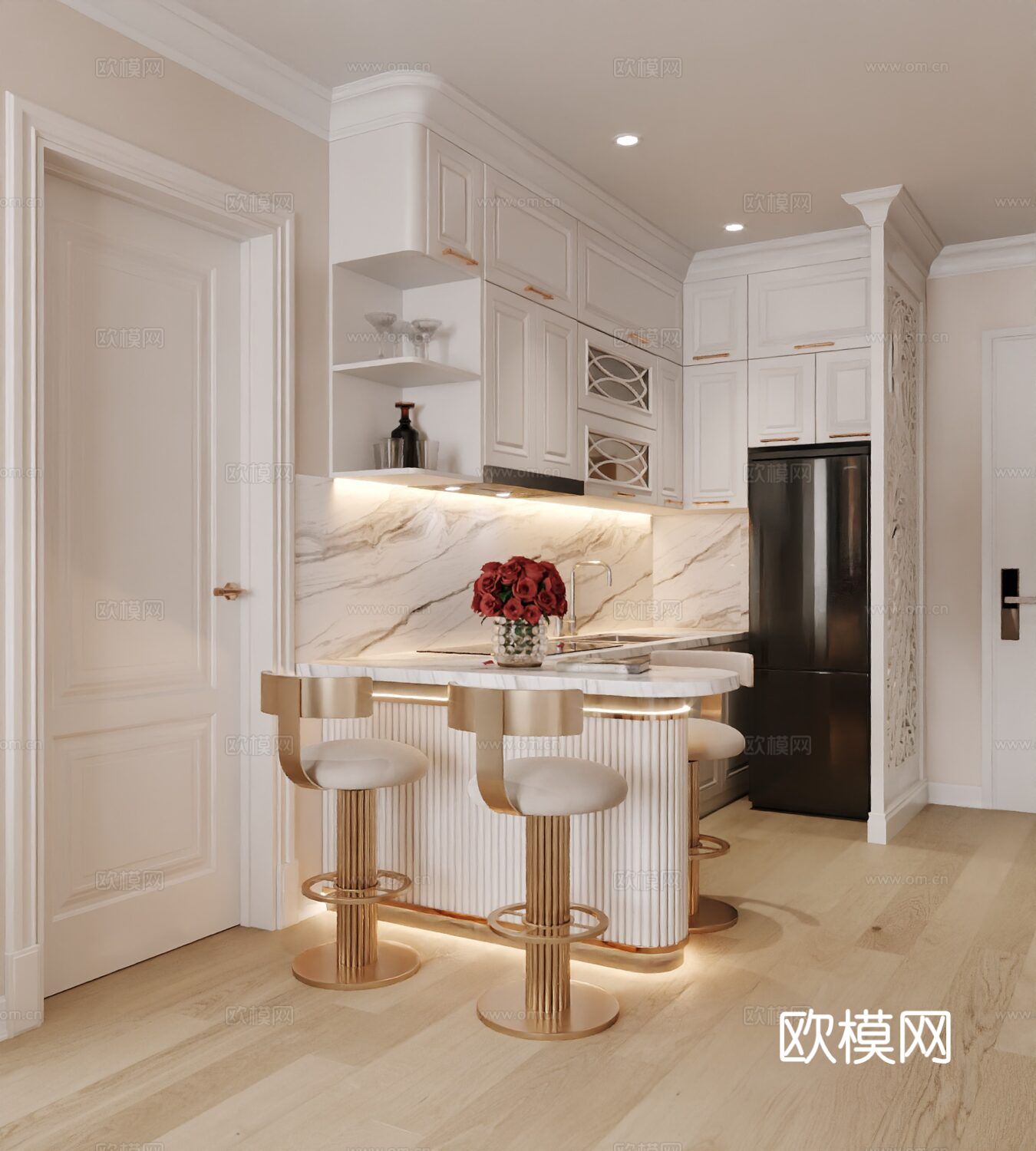 欧式美容院 前台 洽谈区3d模型下载（渲染图2）