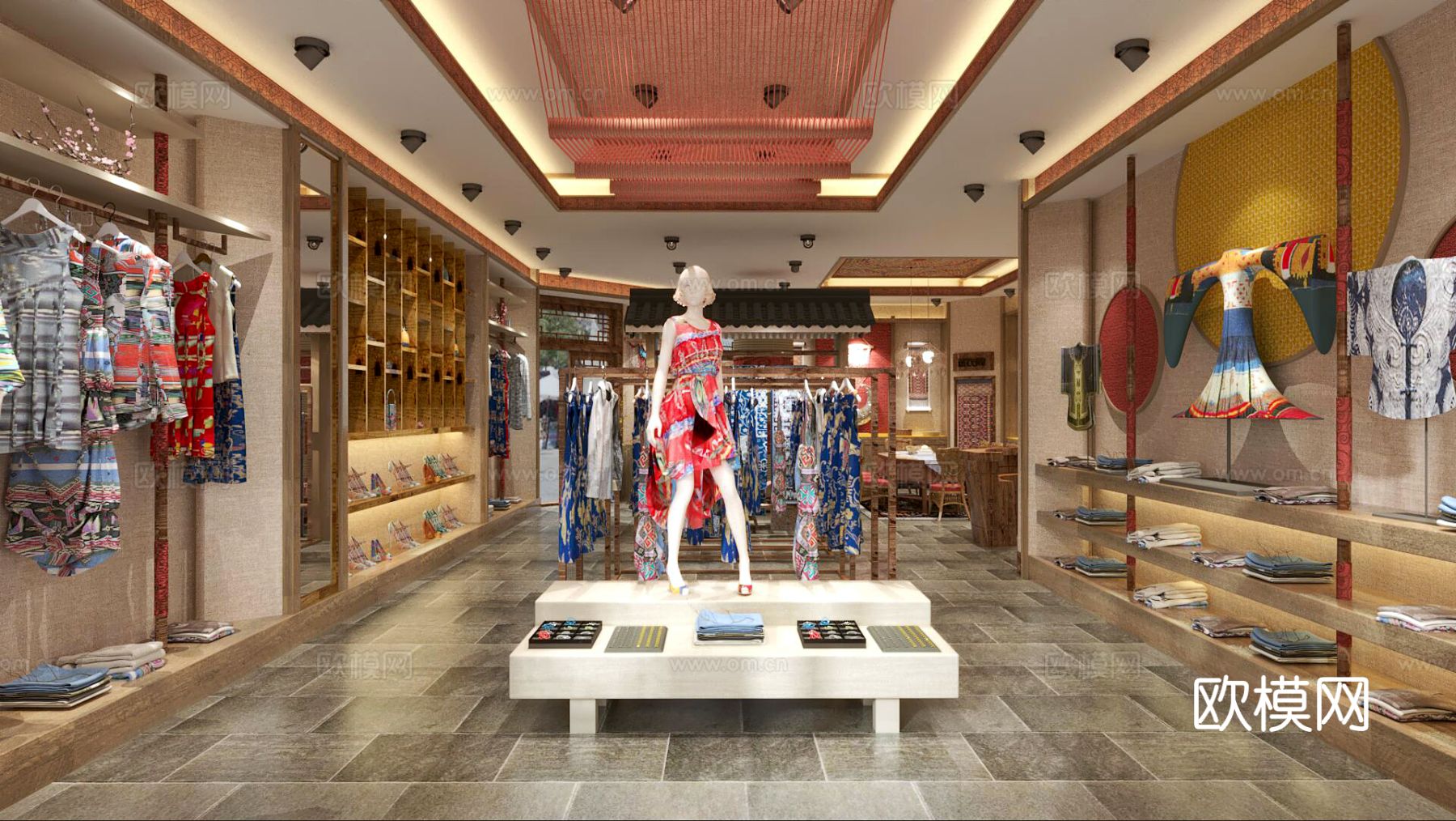 东南亚服装店 女装店3d模型下载（渲染图1）
