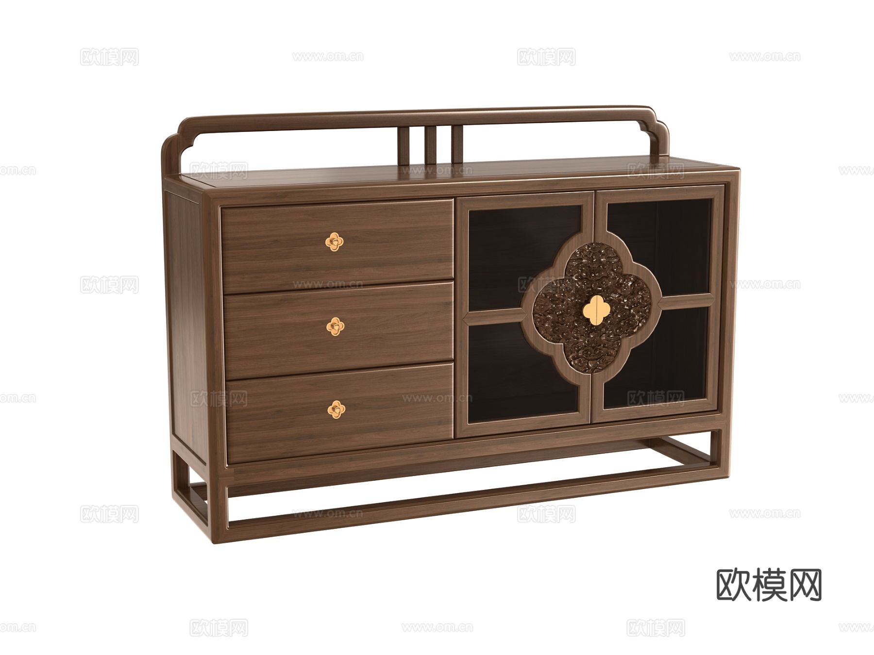 中式餐边柜3d模型下载