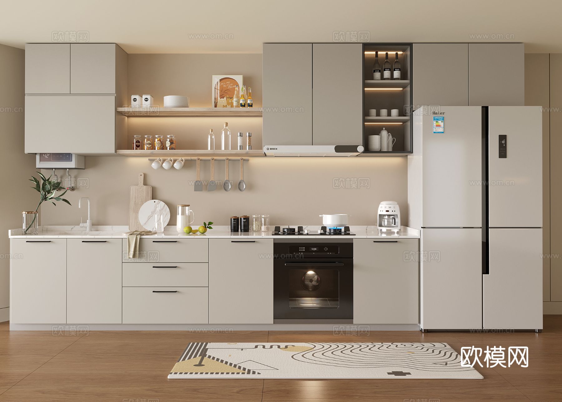 现代橱柜3d模型下载