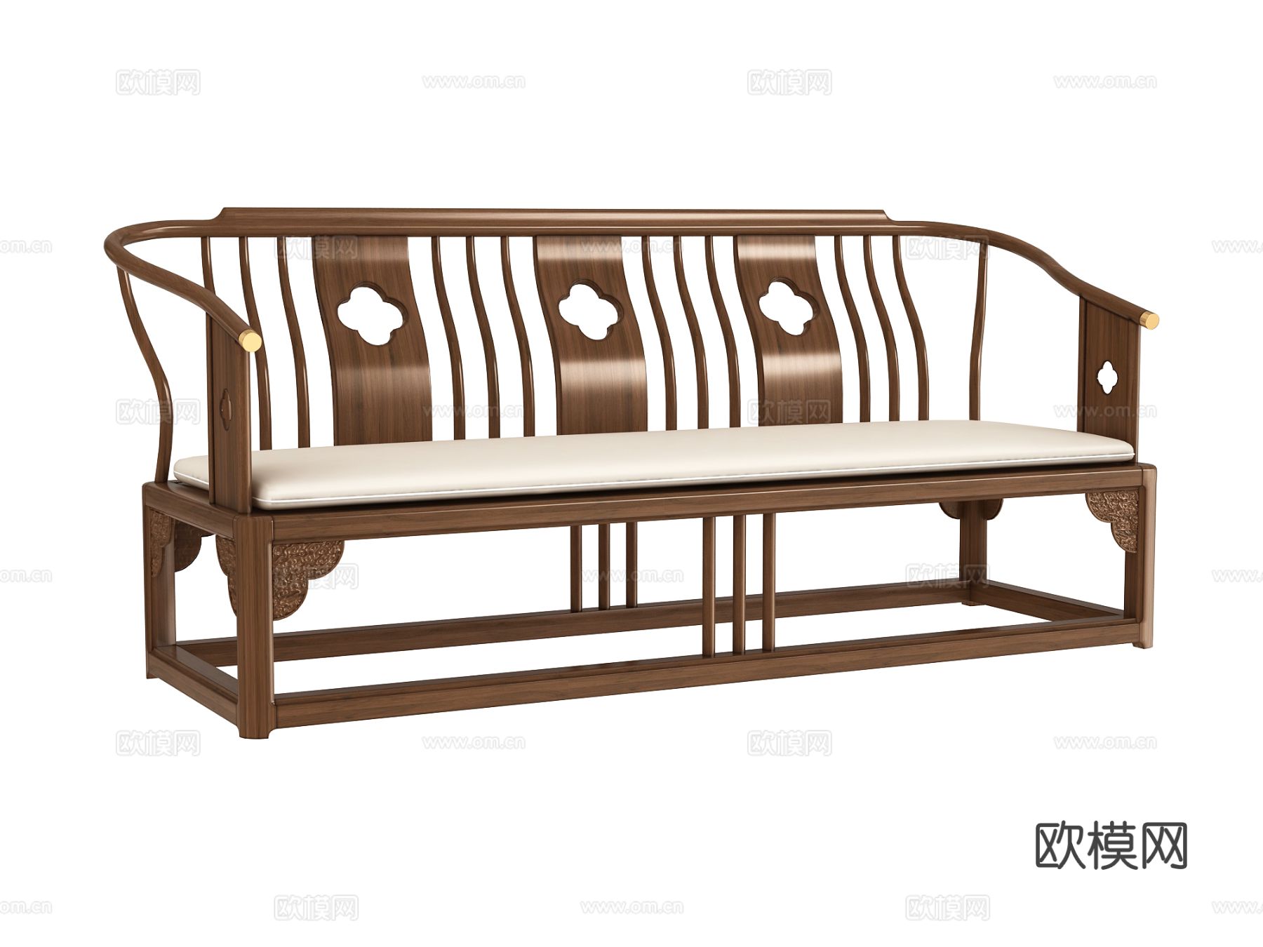 中式三人沙发3d模型下载