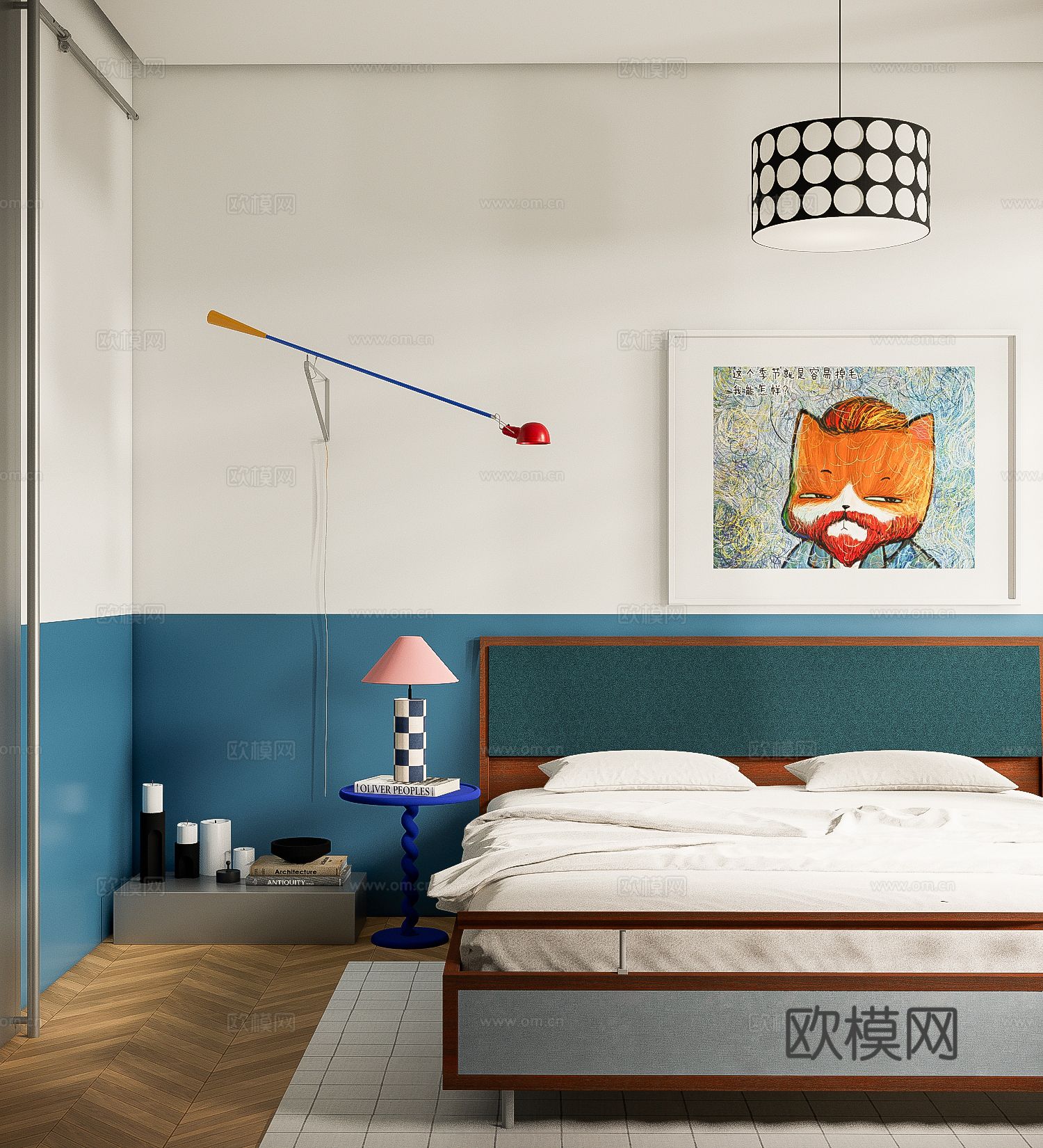 中古风卧室su模型下载（渲染图3）