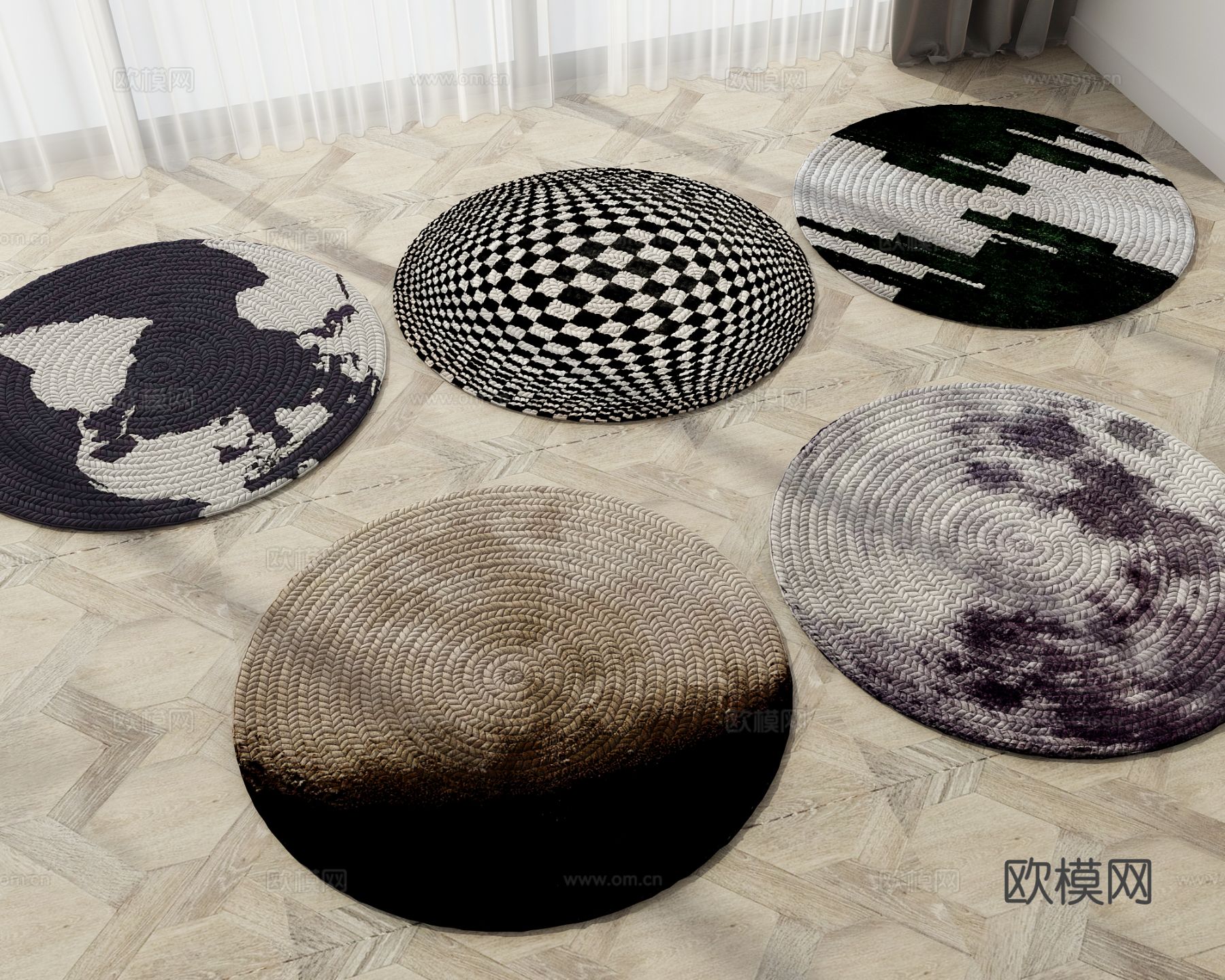 现代地毯su模型下载（渲染图2）