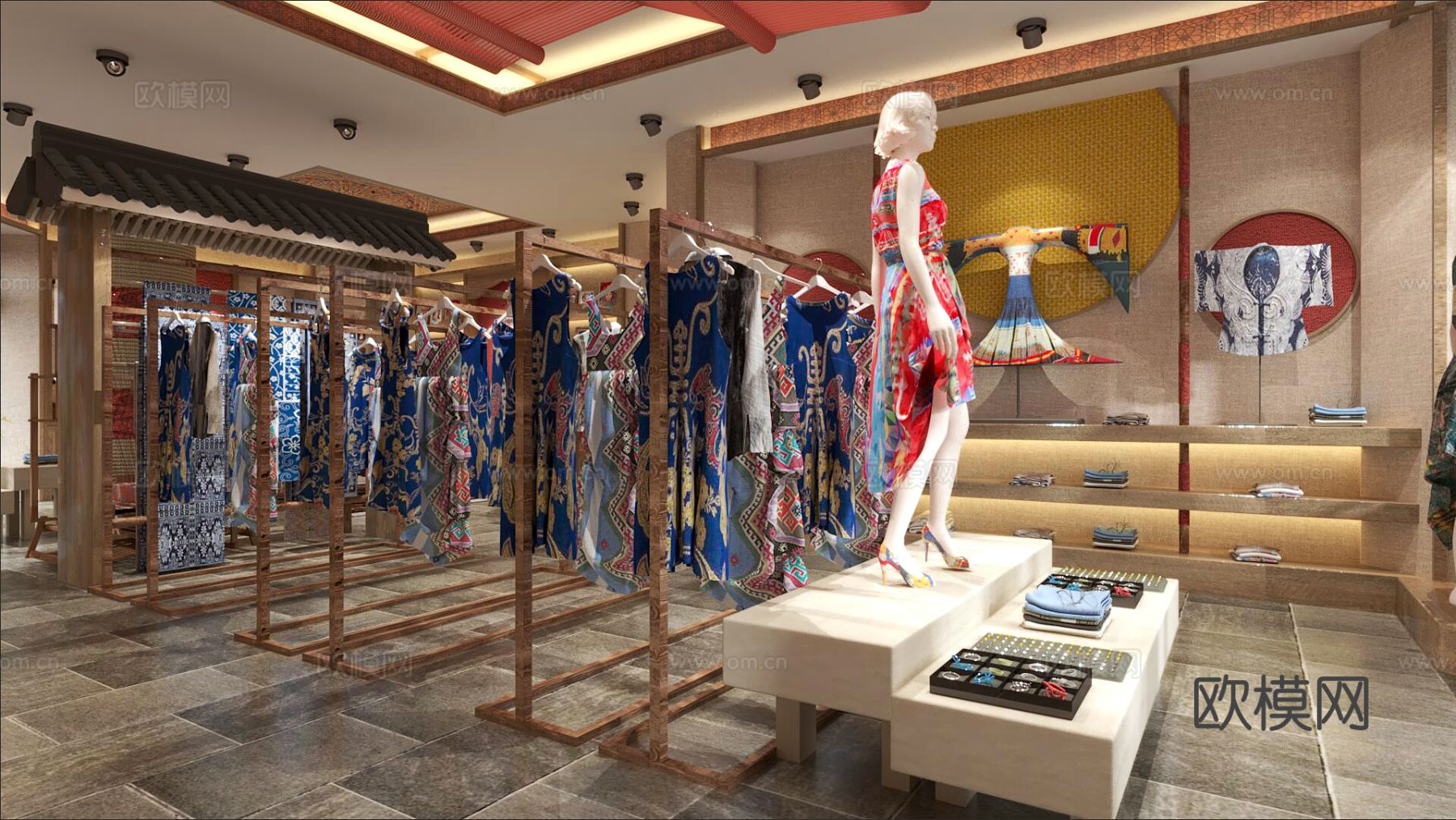 东南亚服装店 女装店3d模型下载（渲染图3）