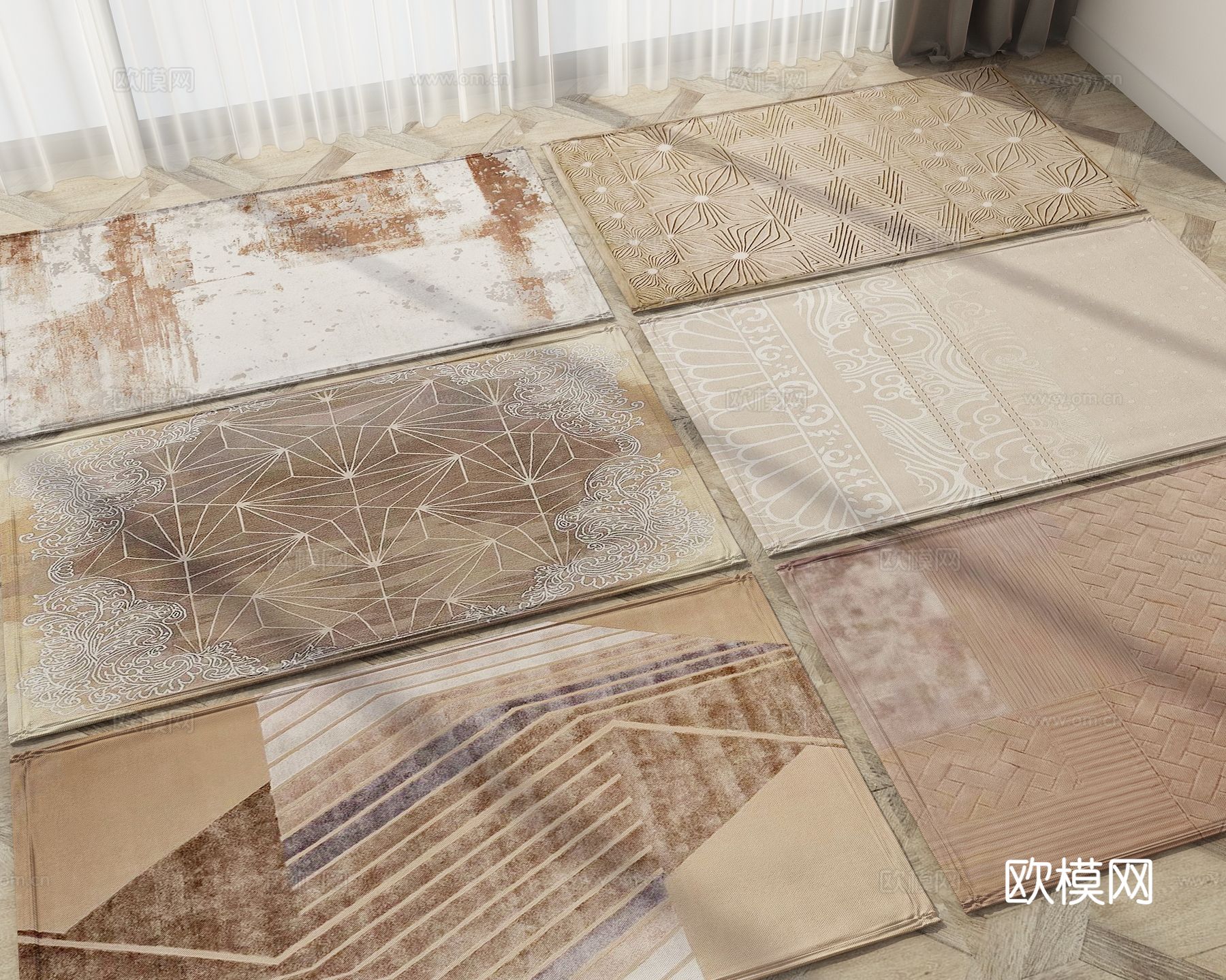 现代地毯su模型下载（渲染图2）