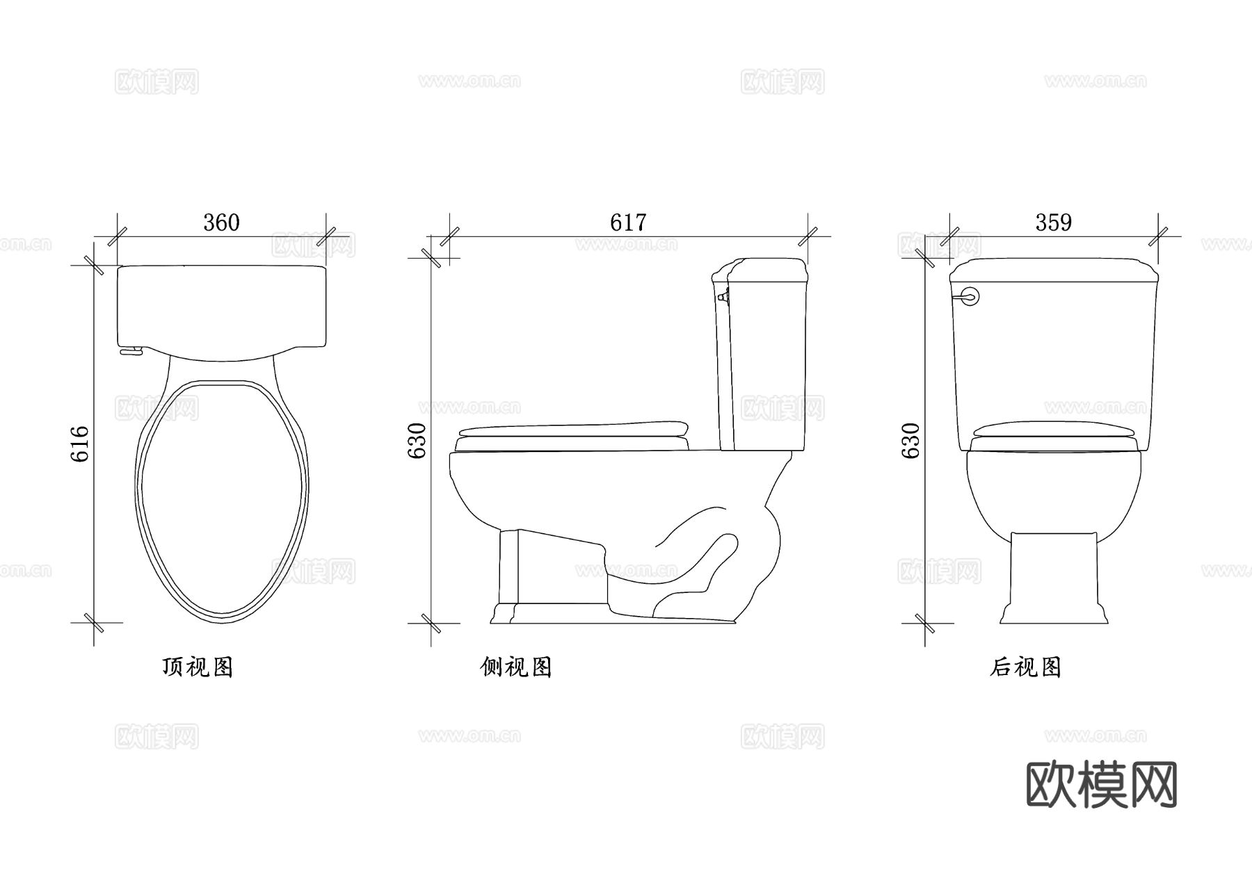 长型马桶 加长型马桶 大型马桶 加长座便器 长款马桶cad大样图下载