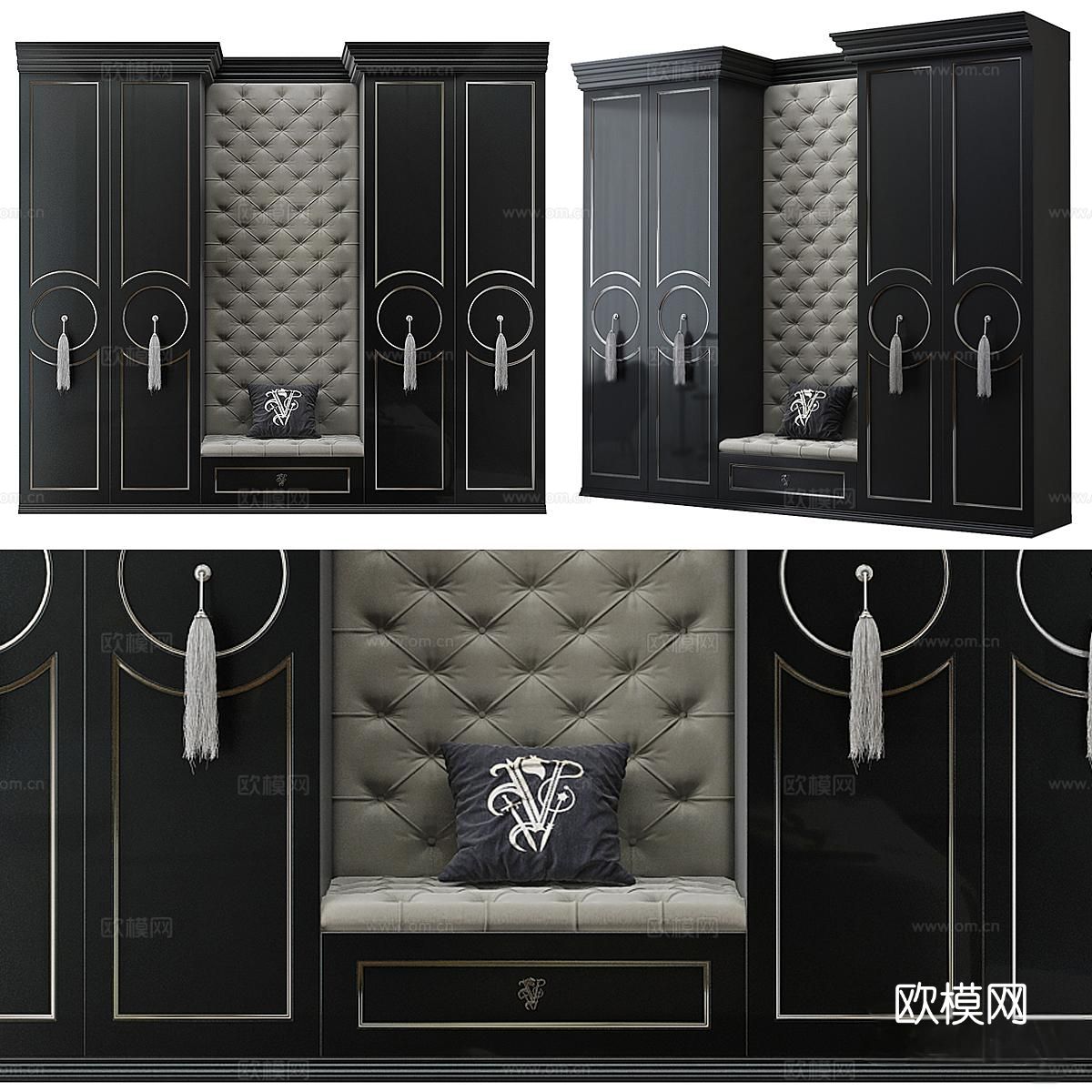 欧式古典衣柜 沙发卡座3d模型下载（渲染图1）