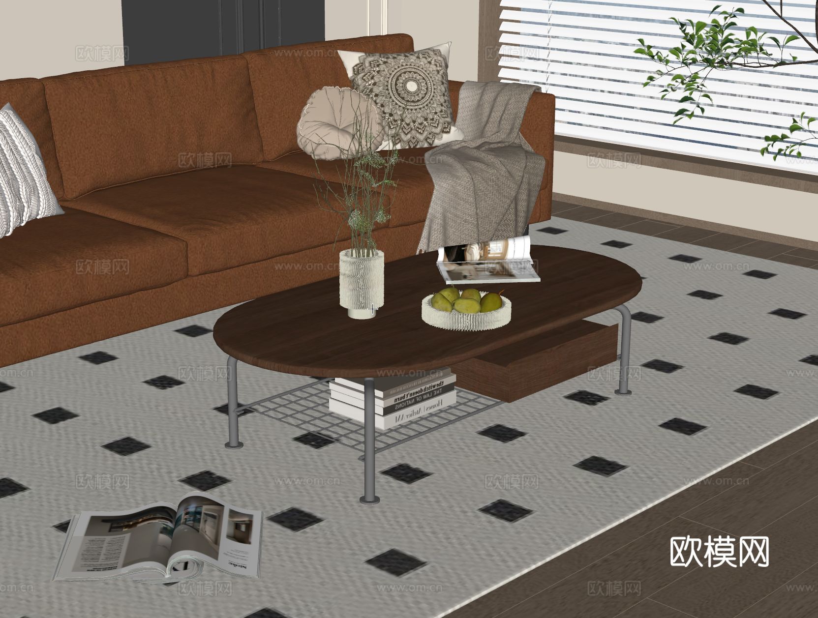 中古风茶几su模型下载（渲染图1）