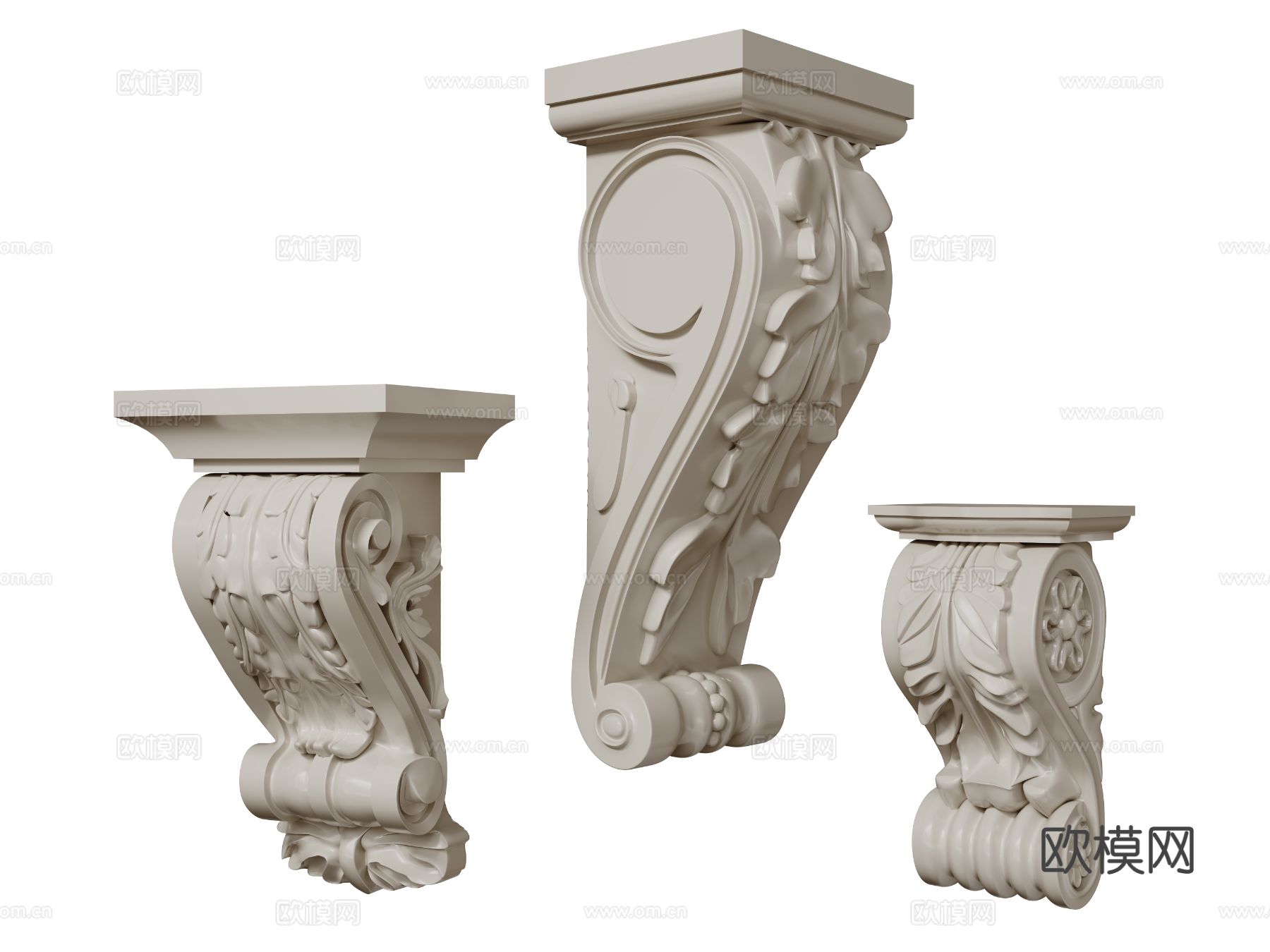 法式柱头 雕花柱头 石膏柱头3d模型下载