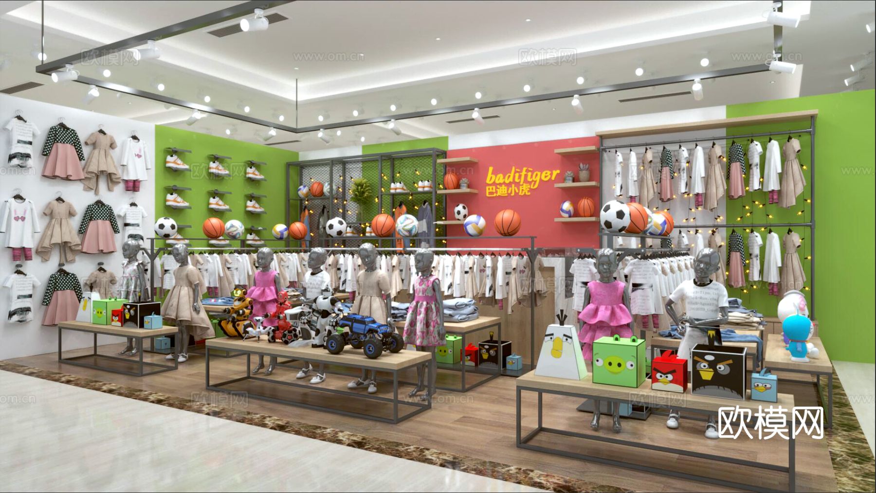 现代童装店 服装店3d模型