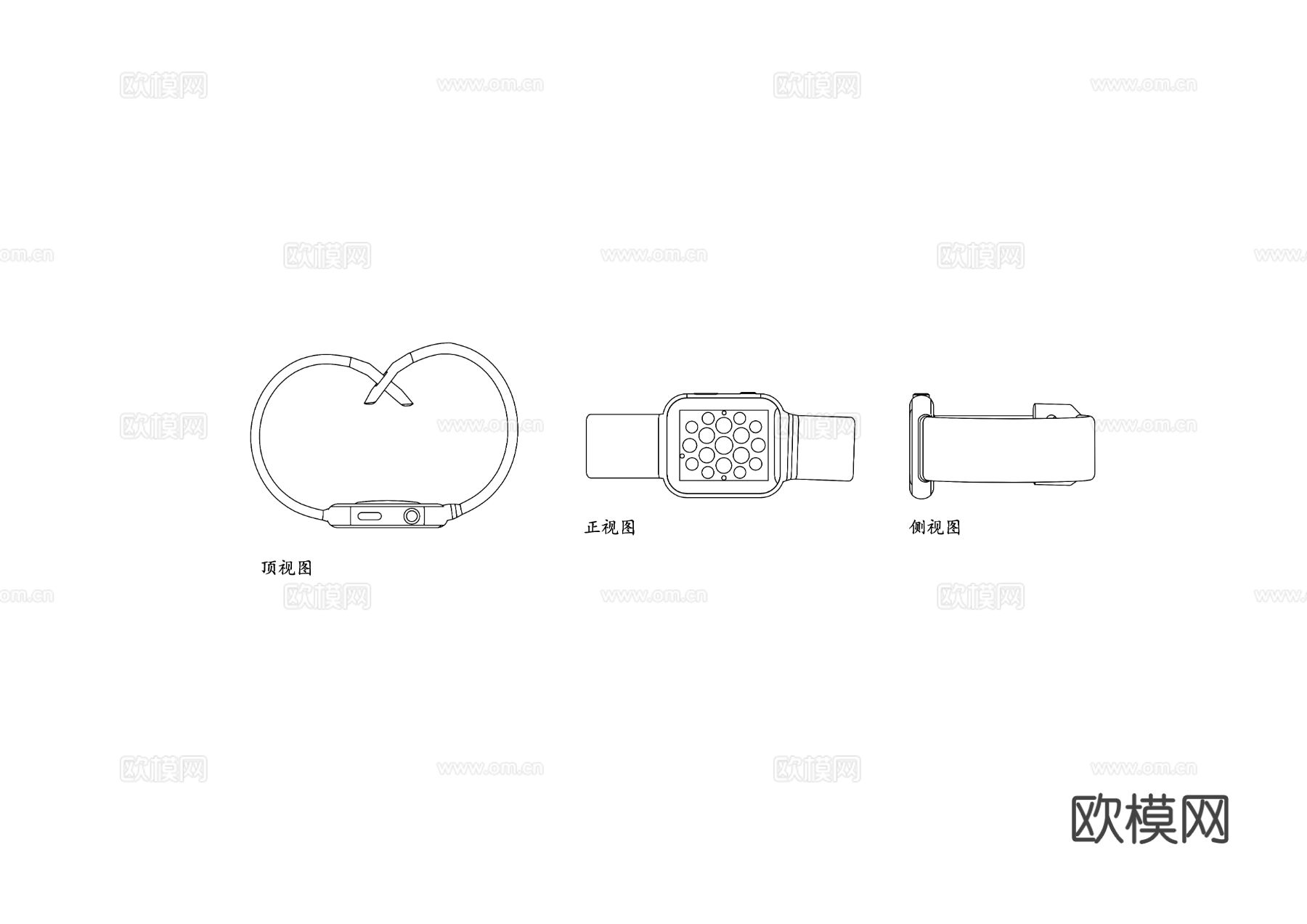 苹果智能手表 苹果手环 苹果腕表 苹果智能腕表cad大样图