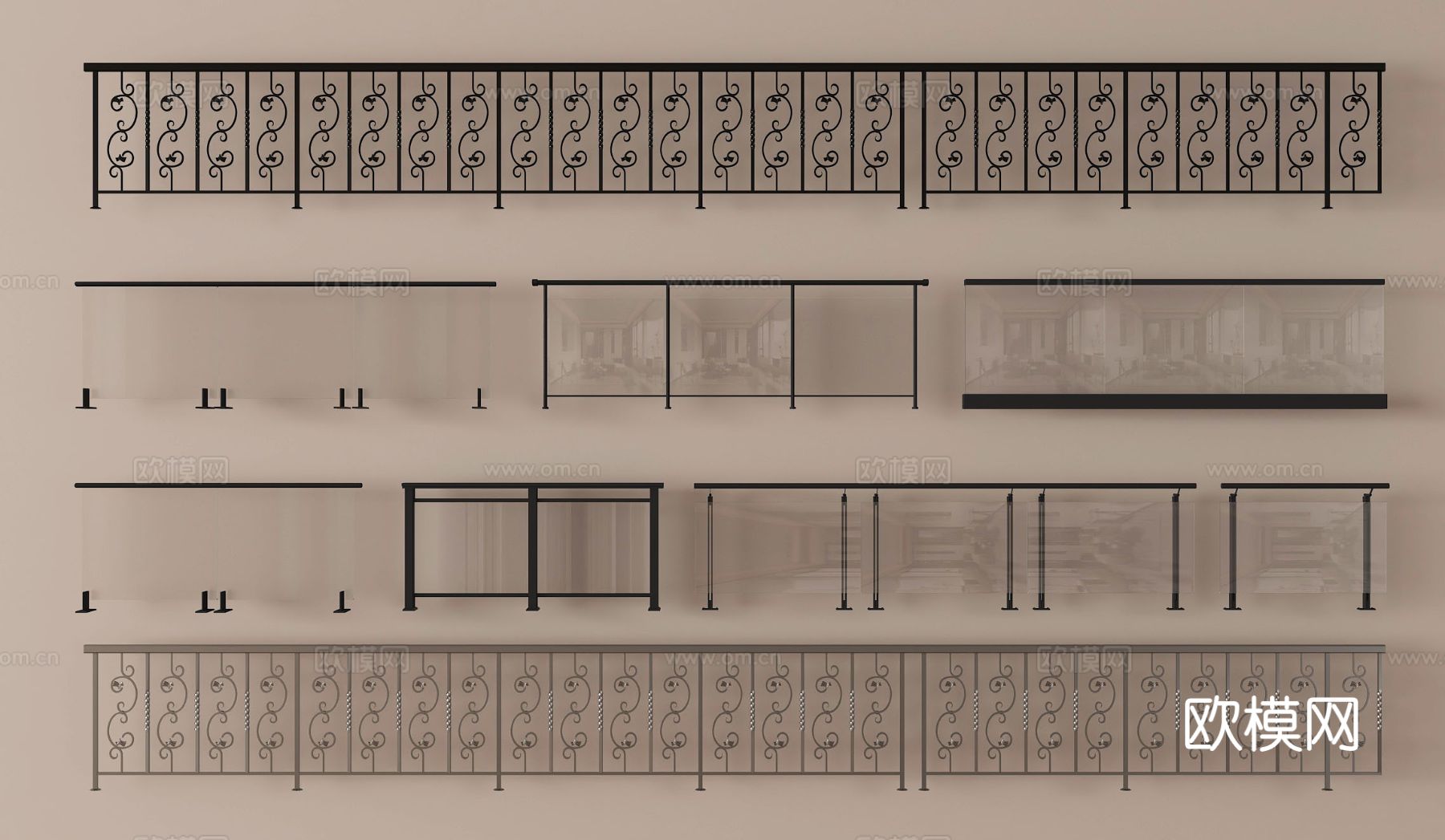 法式护栏 栅栏 围栏 铁艺栏杆3d模型