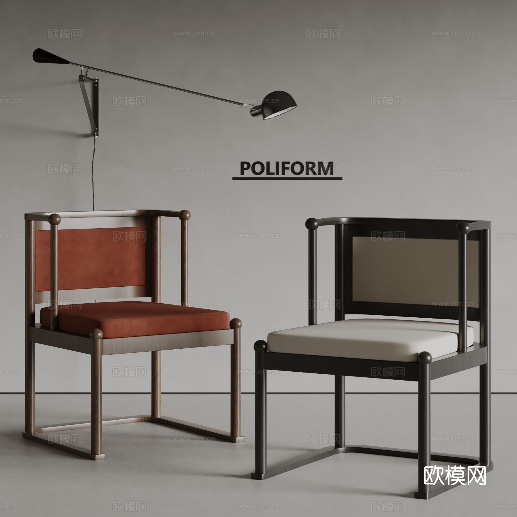 poliform 意式椅子 餐椅3d模型