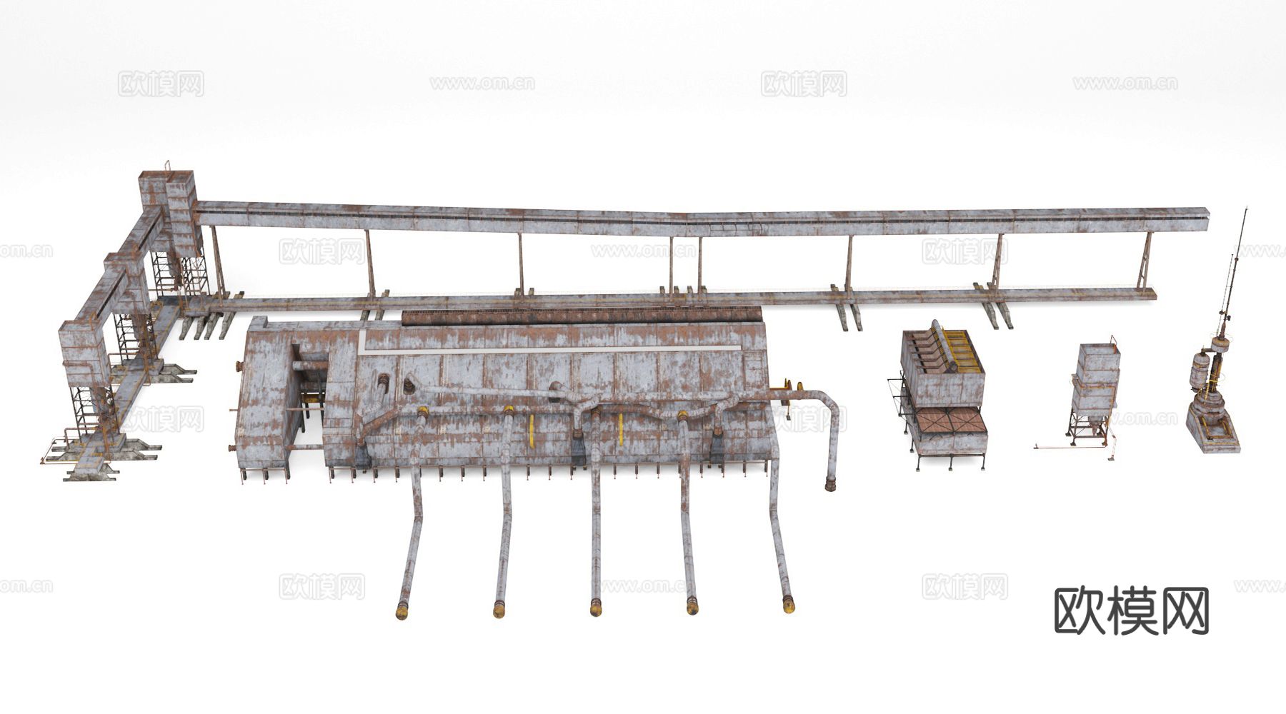 工业风化工厂设备 部件 设备管道3d模型