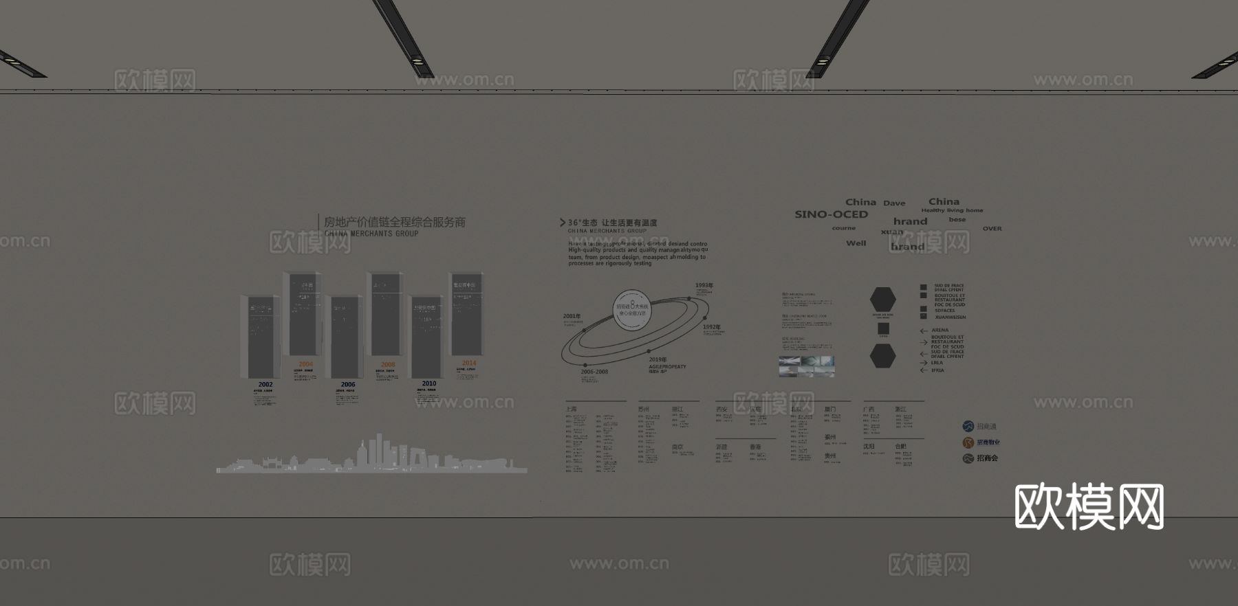 现代企业文化墙 展示墙su模型