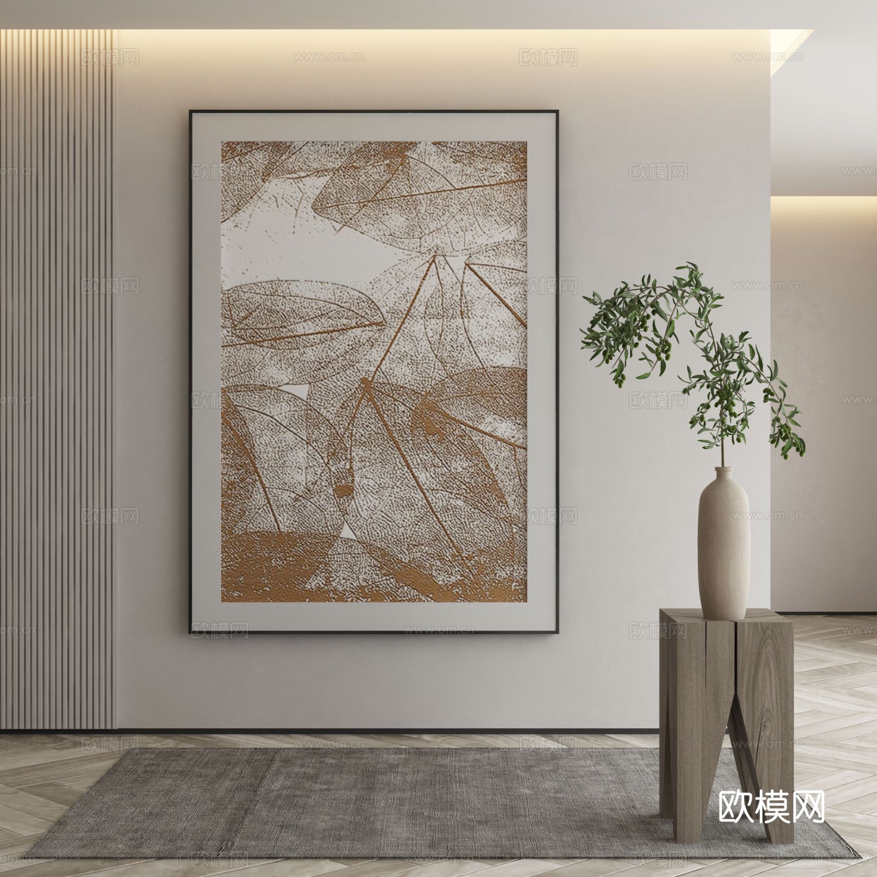 新中式装饰画 肌理画 挂画3d模型