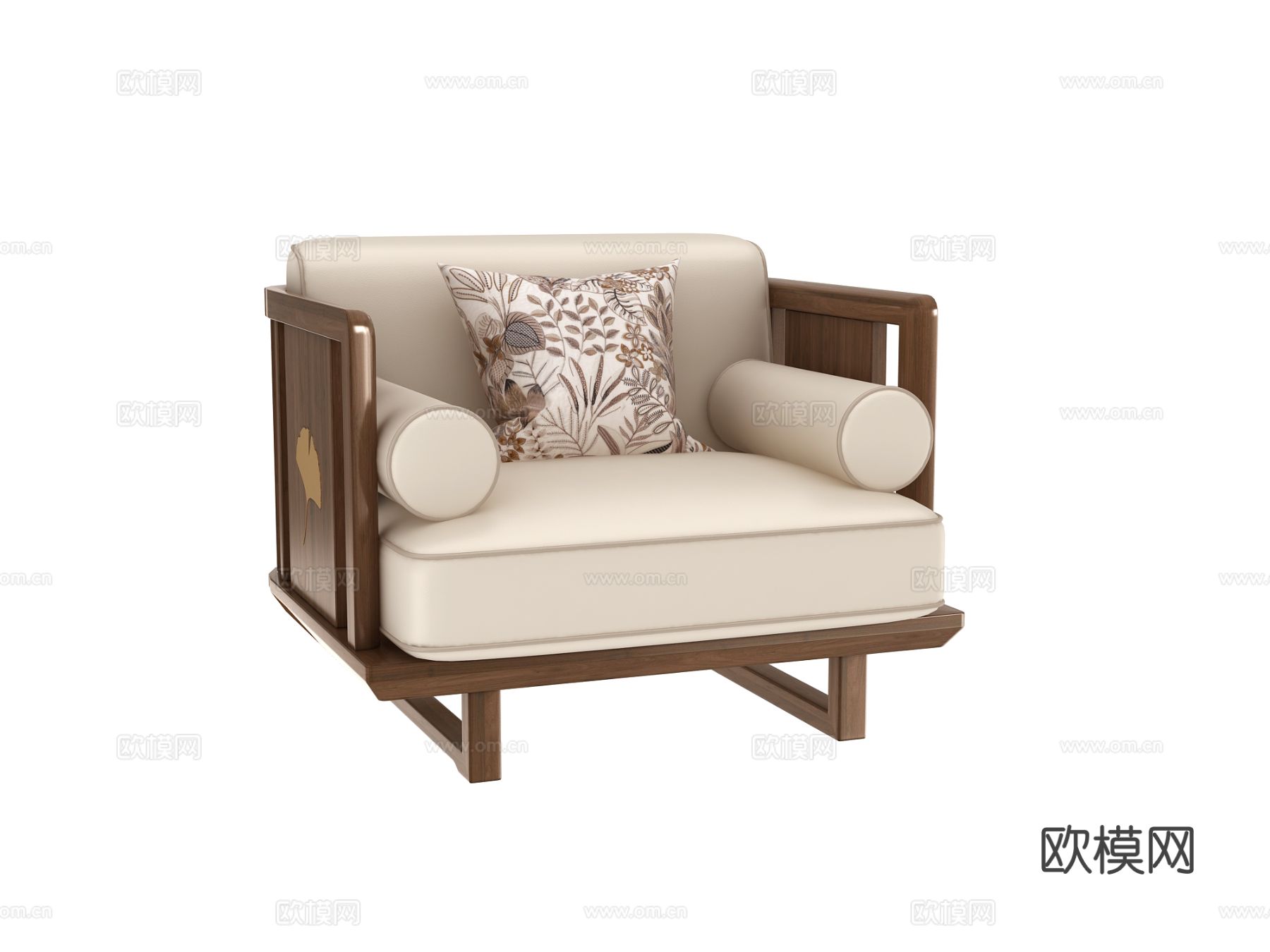 新中式单人沙发3d模型下载