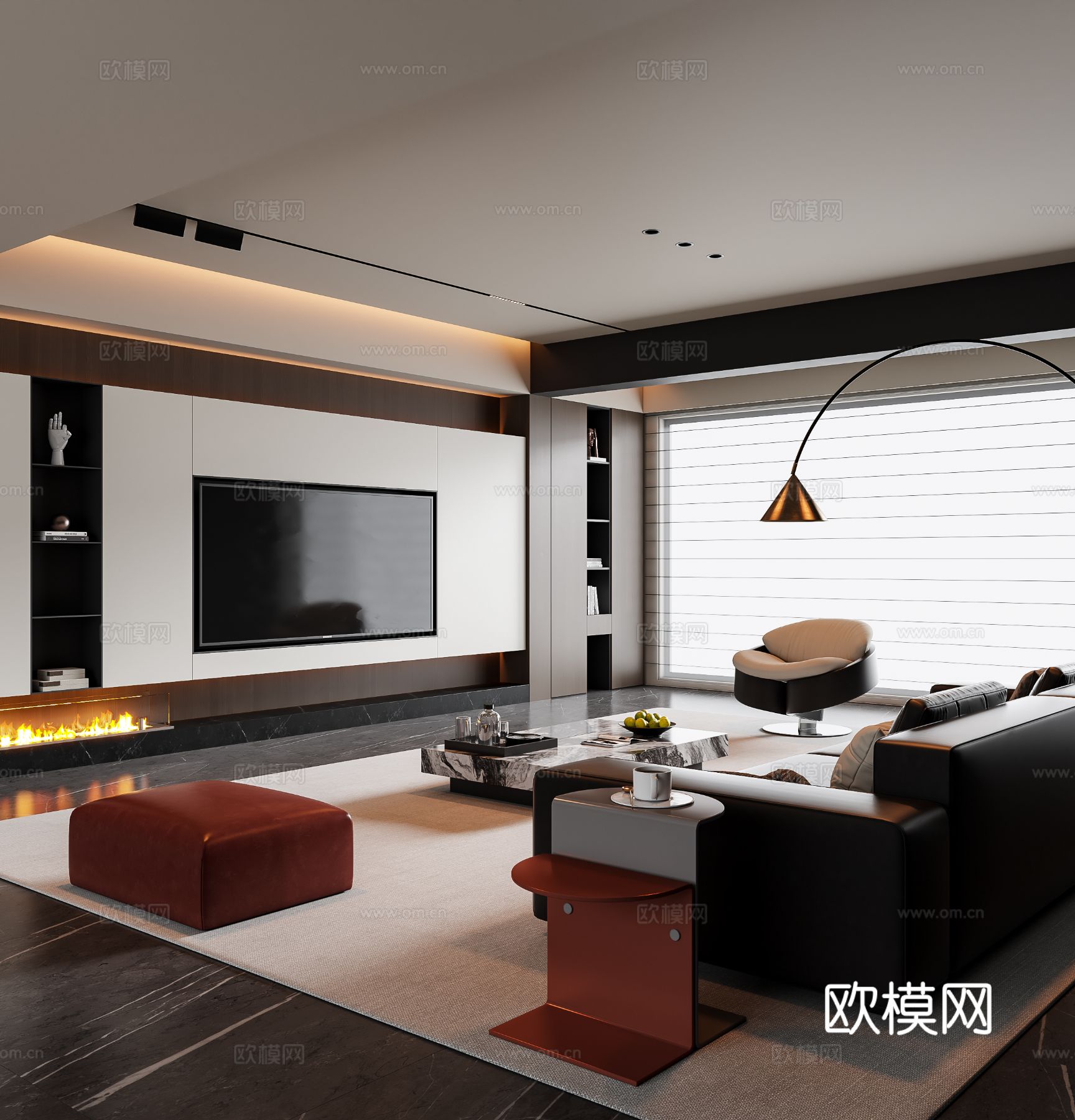 意式客厅3d模型下载（渲染图2）