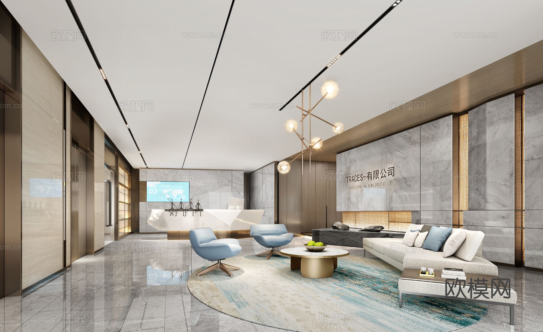 公司前台 接待3d模型下载