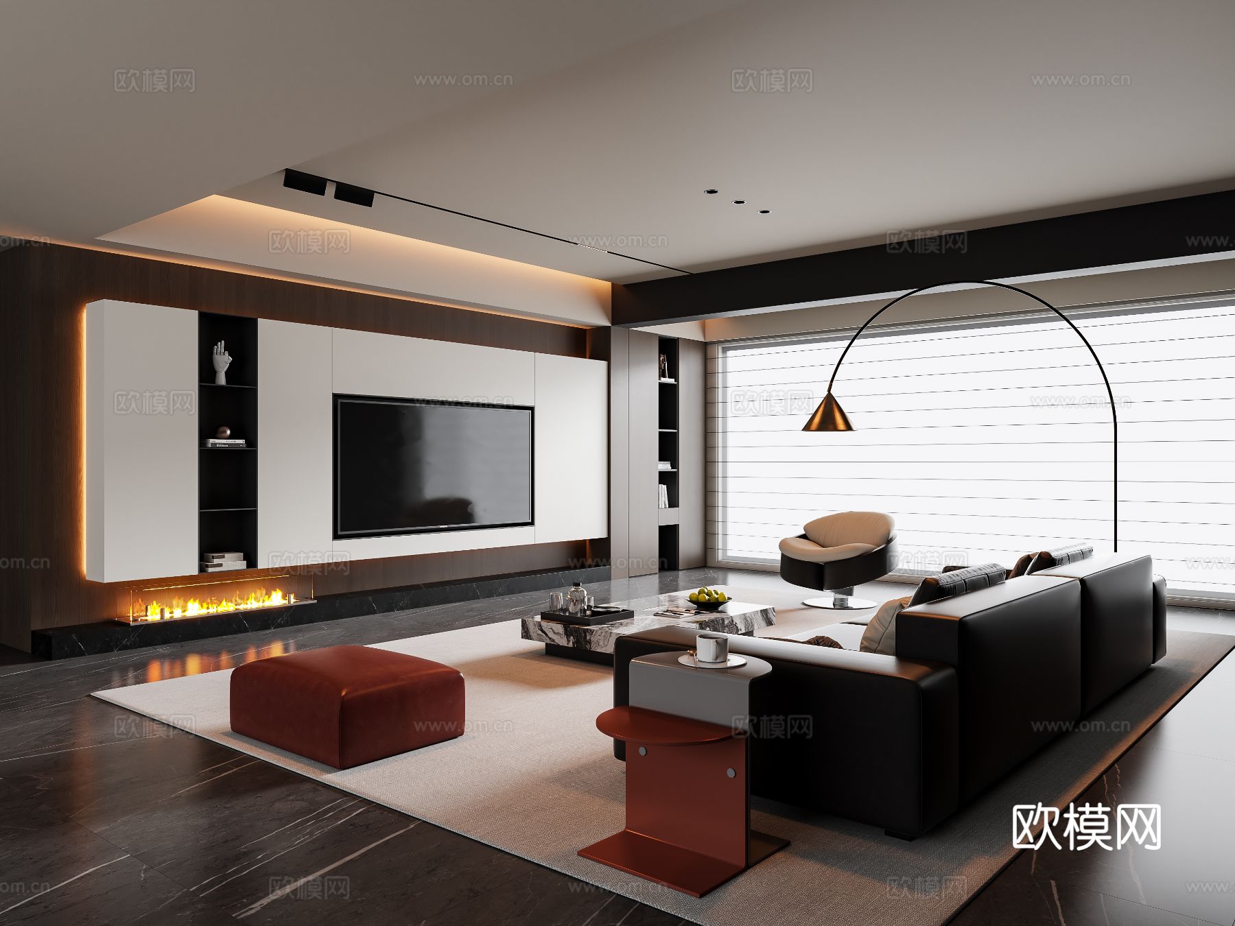 意式客厅3d模型下载（渲染图1）