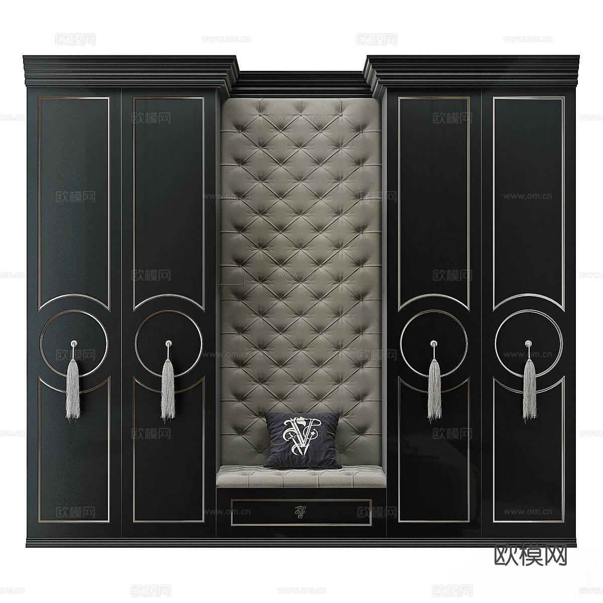 欧式古典衣柜 沙发卡座3d模型下载（渲染图3）