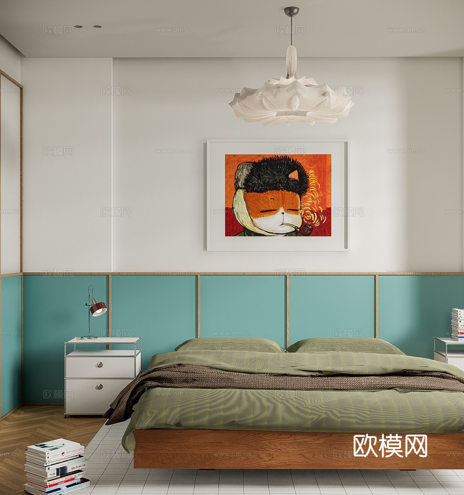 中古风卧室su模型下载（渲染图2）