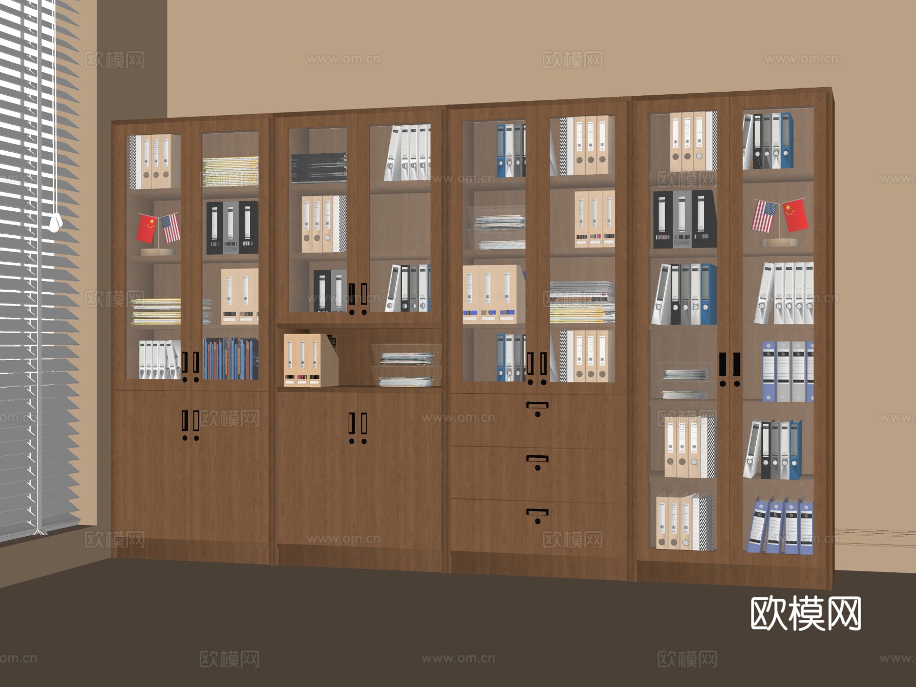 现代文件柜 资料柜su模型下载（渲染图1）