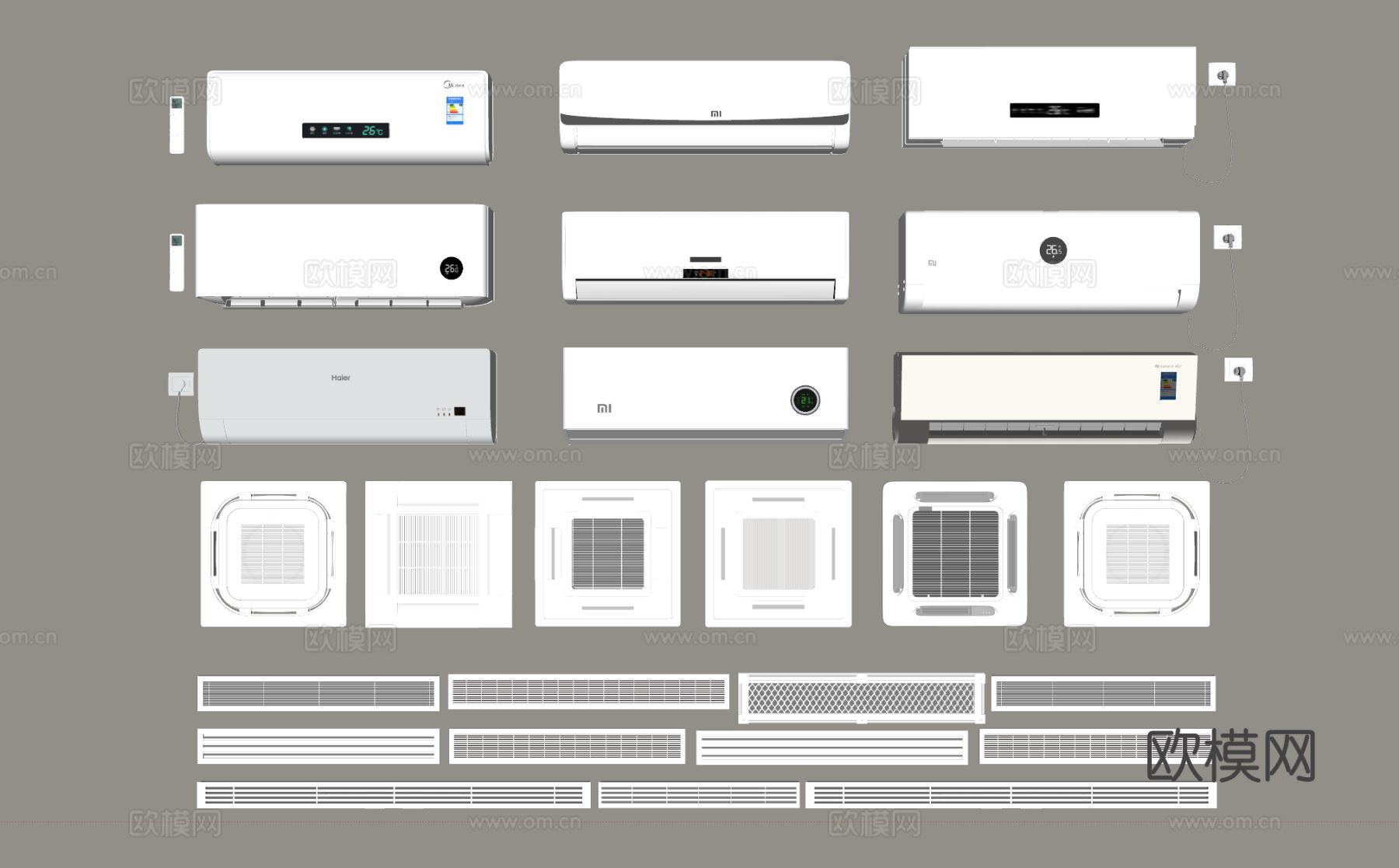 空调 壁挂空调 中央空调 出风口su模型