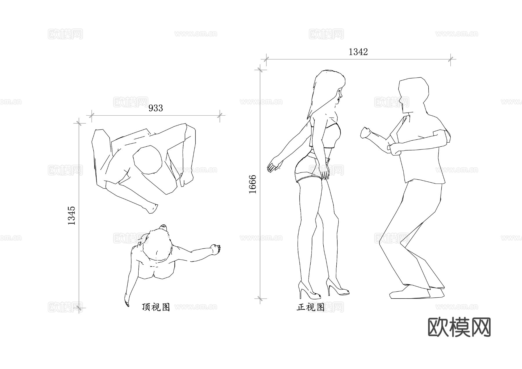 舞蹈人物 跳舞模特 舞蹈者 跳舞形象 舞蹈模特cad大样图