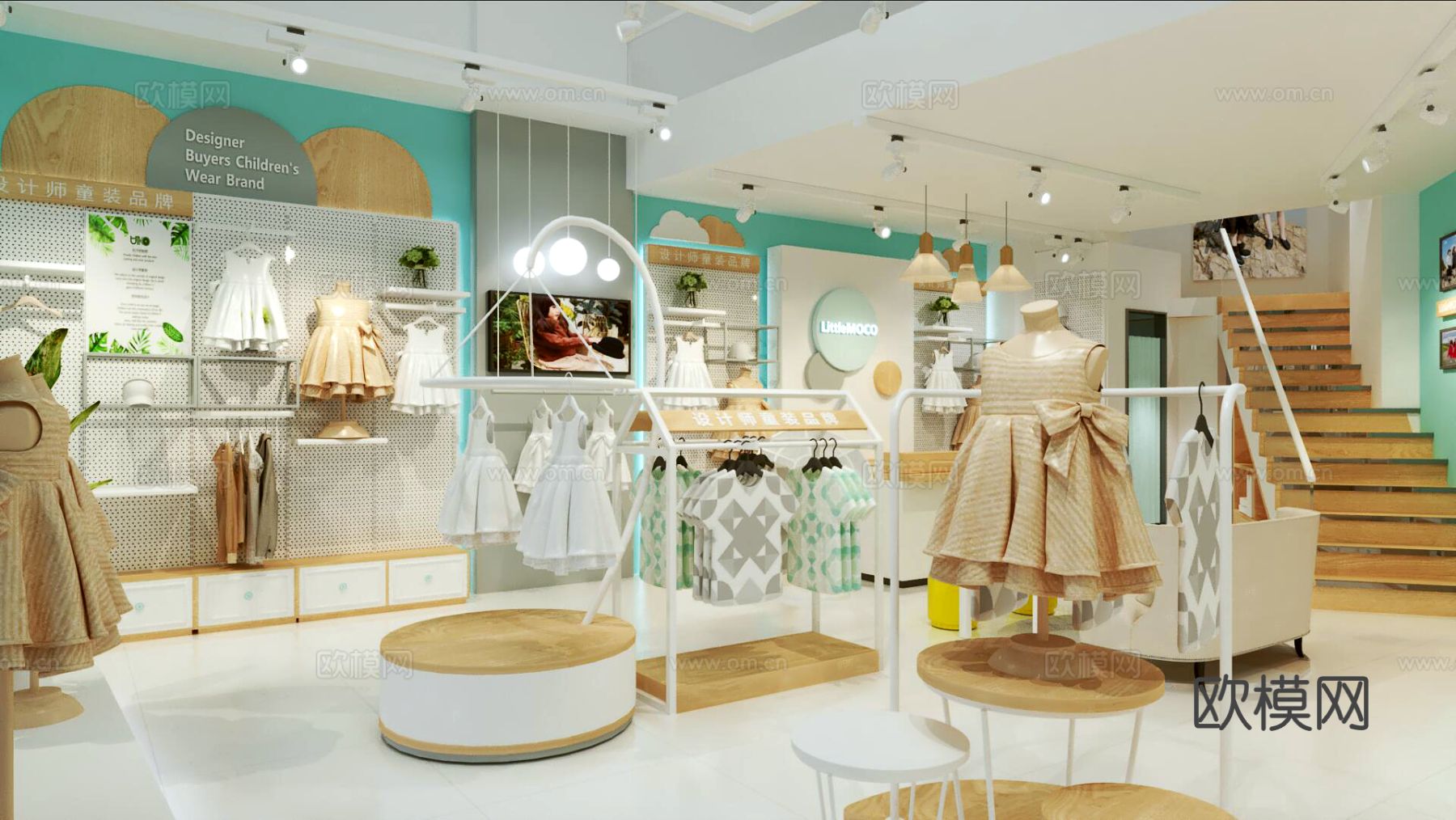 现代服装店 童装店3d模型下载（渲染图1）