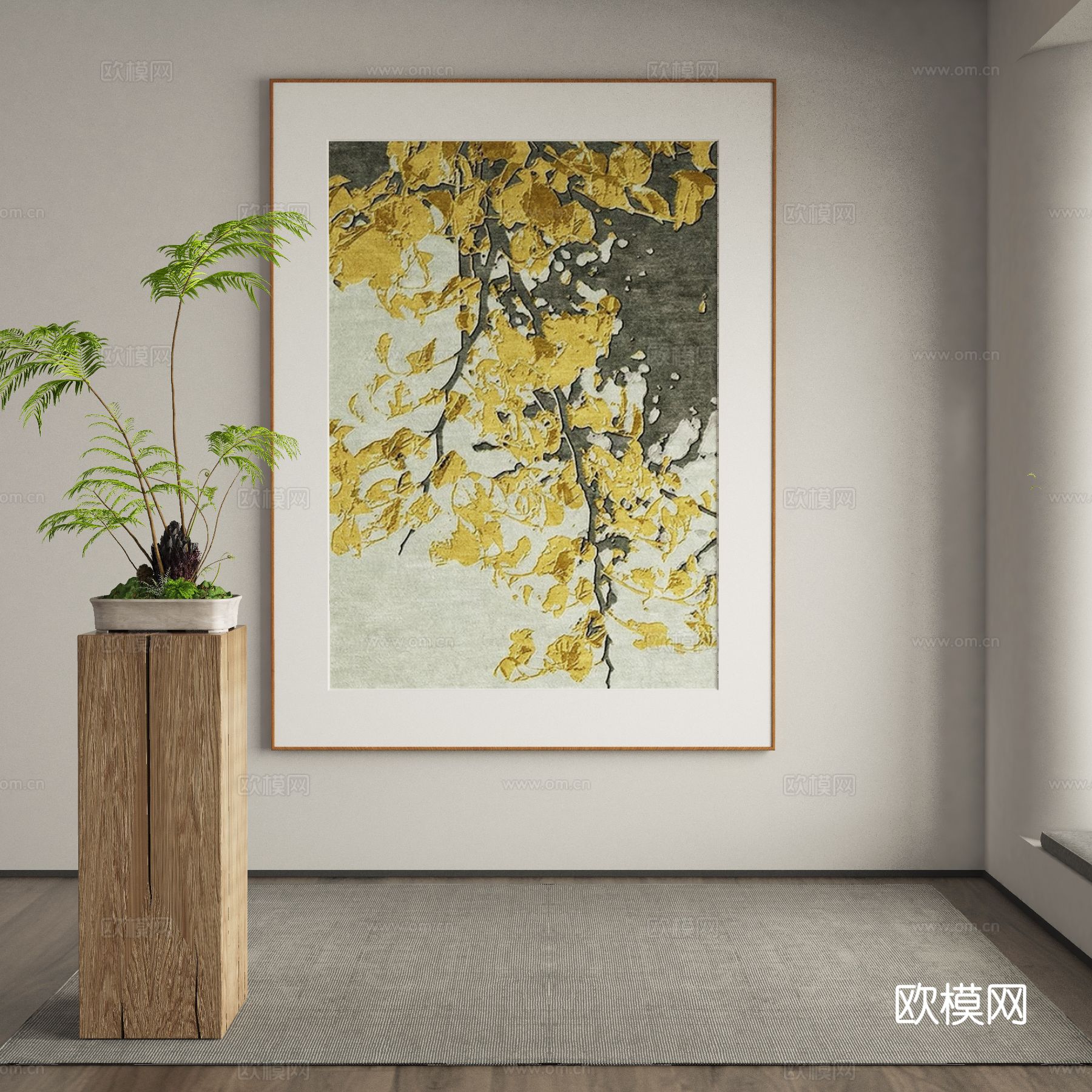 新中式装饰画 花朵挂画3d模型