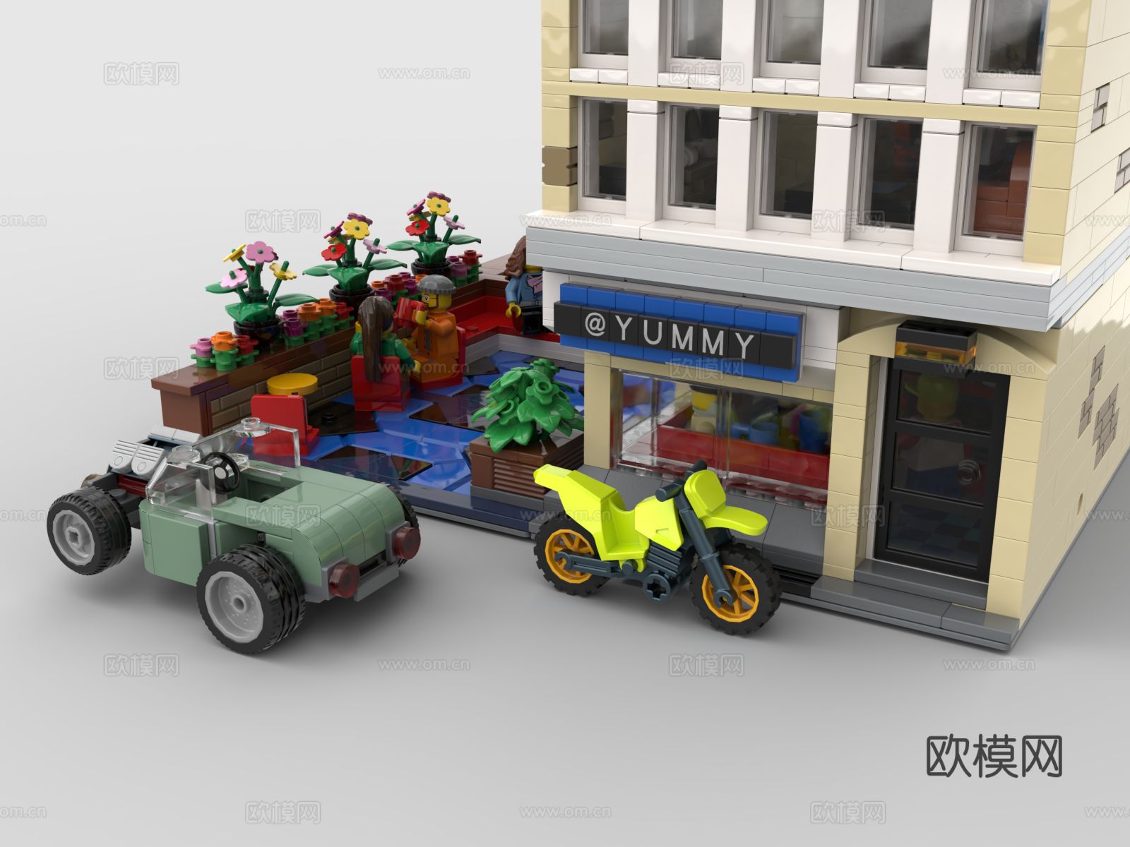 LEGO 积木玩具 商铺店铺积木3d模型