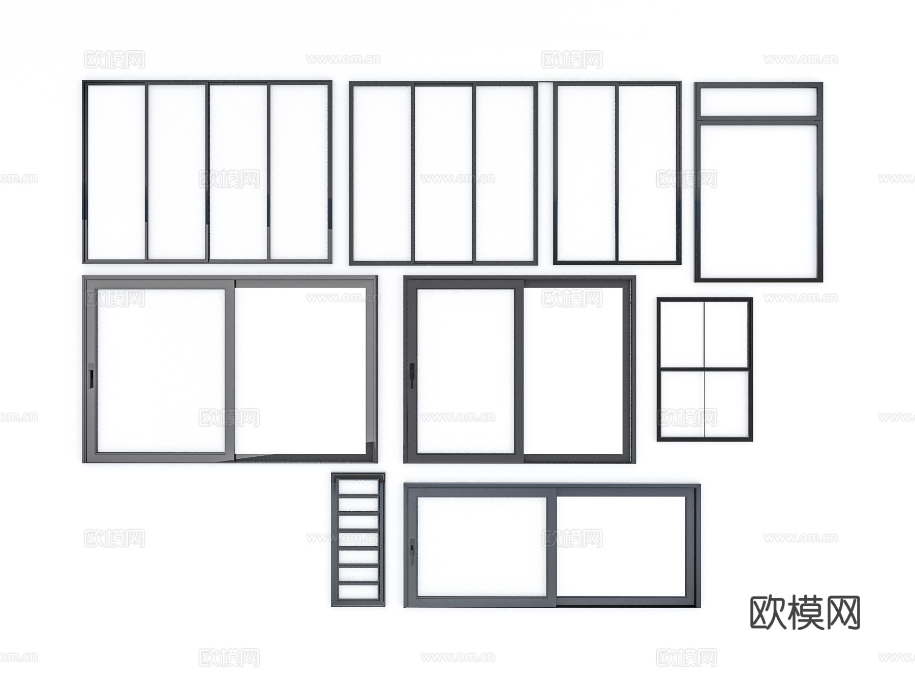 现代窗户 平开窗3d模型