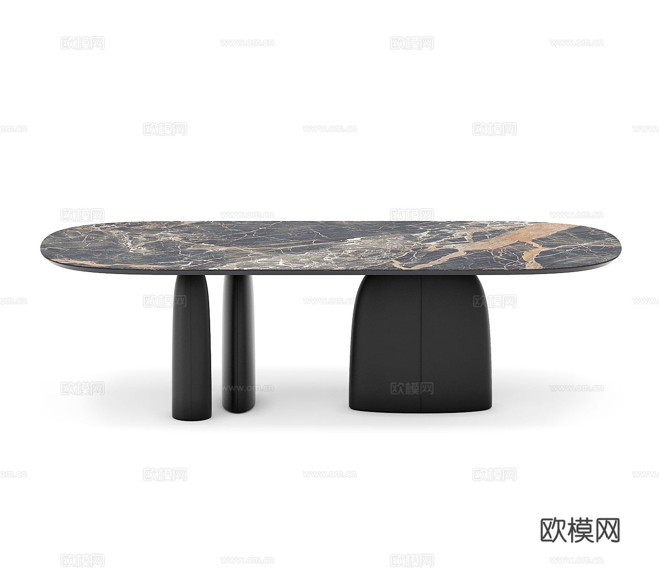意式餐桌椅 大理石餐桌3d模型下载（渲染图3）