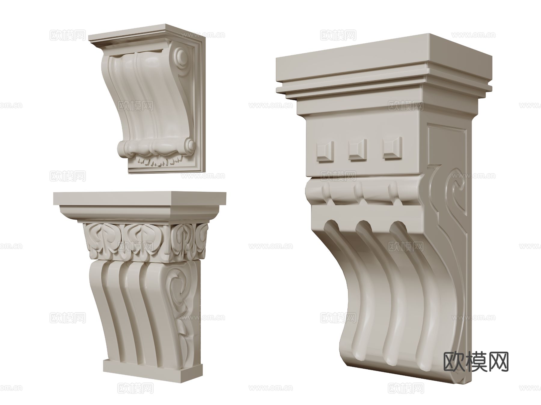 法式柱头 雕花柱头 石膏柱头3d模型下载