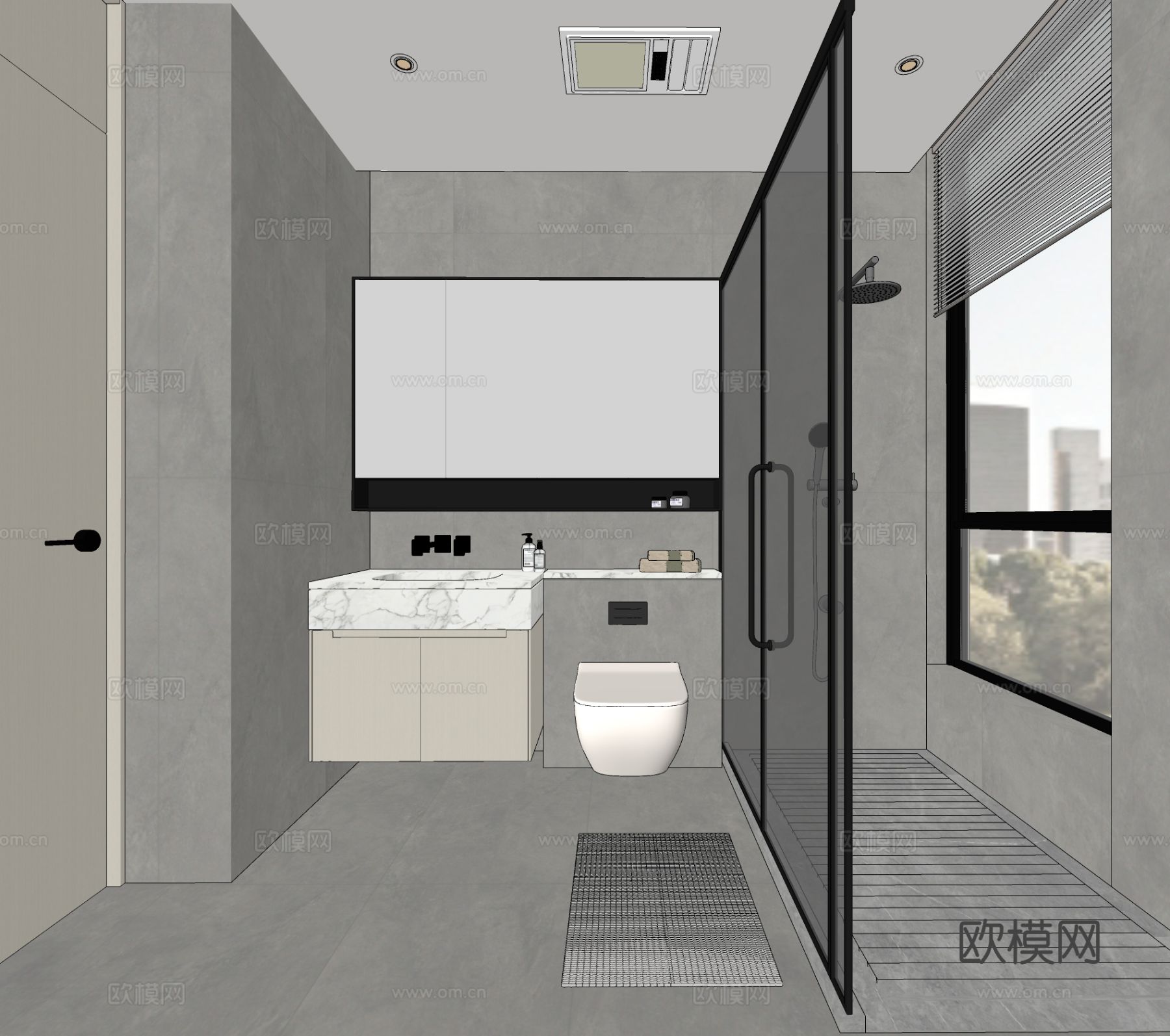 现代卫生间 浴室su模型下载（渲染图1）