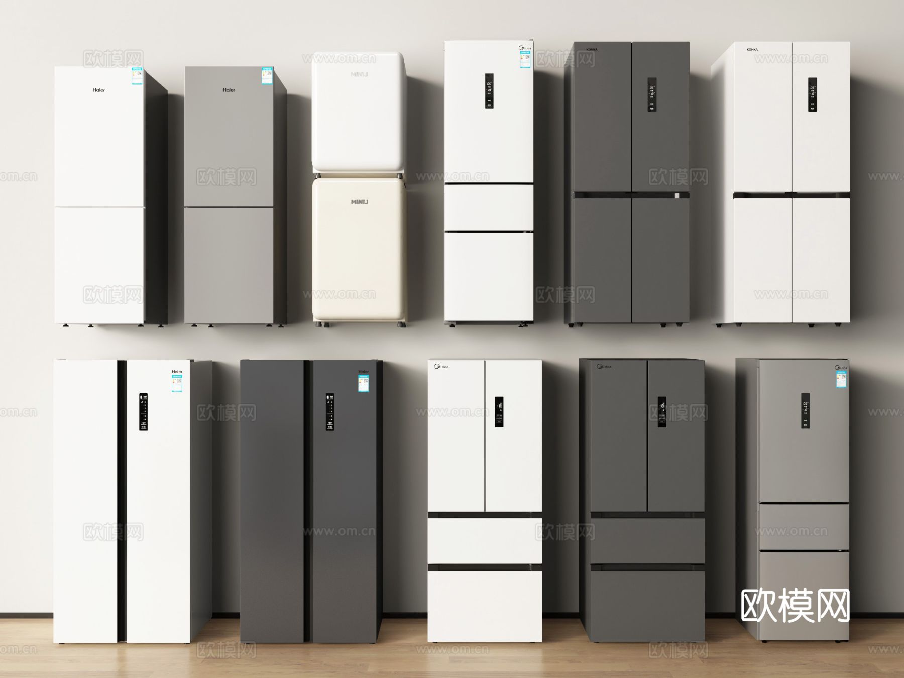 双开门冰箱 冰柜3d模型下载