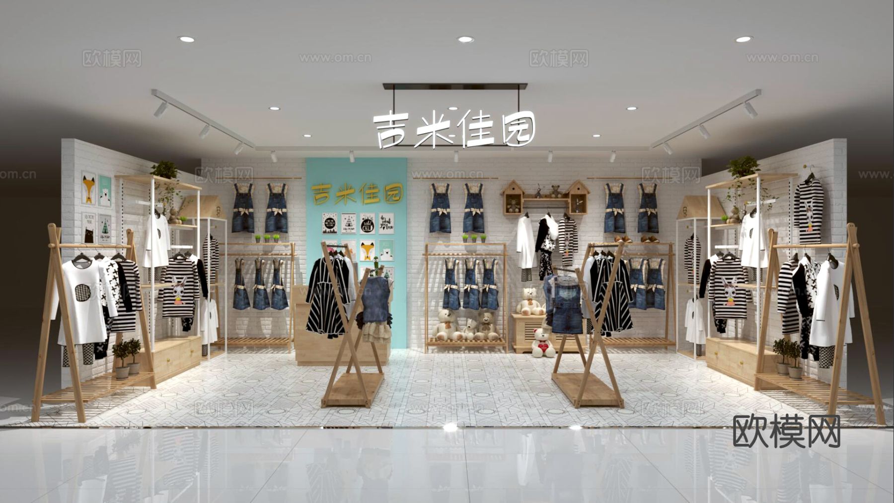 现代童装店 儿童服装店3d模型