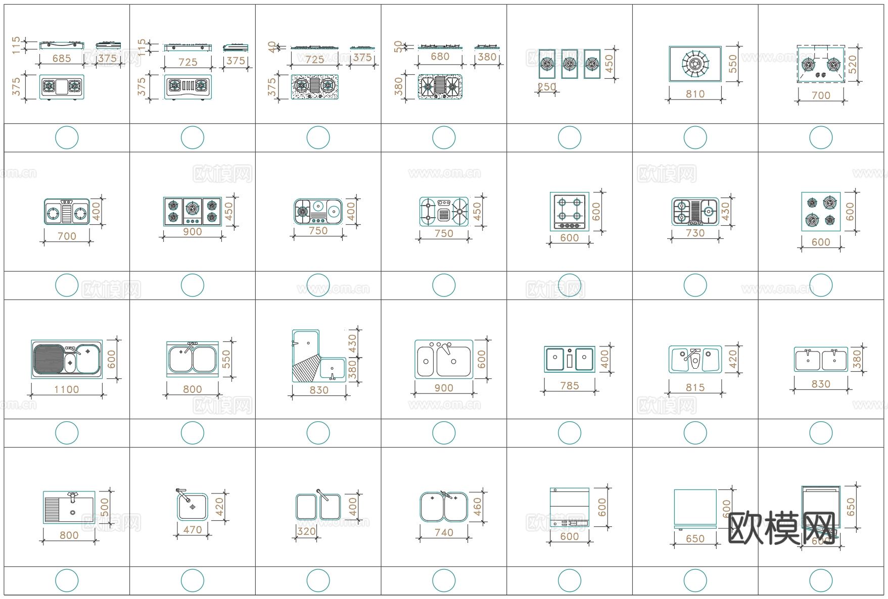 燃气灶 洗菜盆cad图库下载