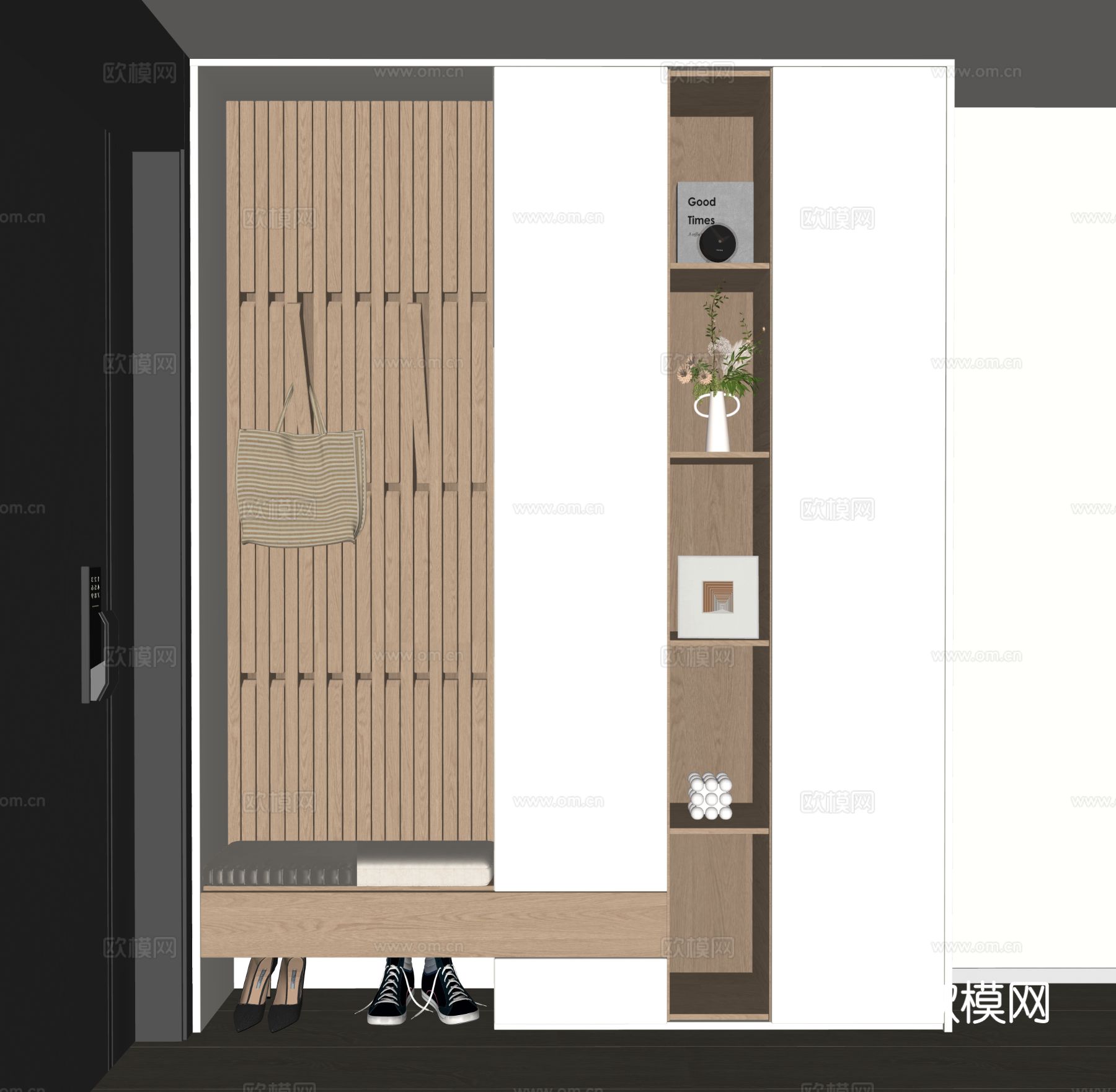 现代玄关鞋柜 入户玄关柜 鞋柜su模型