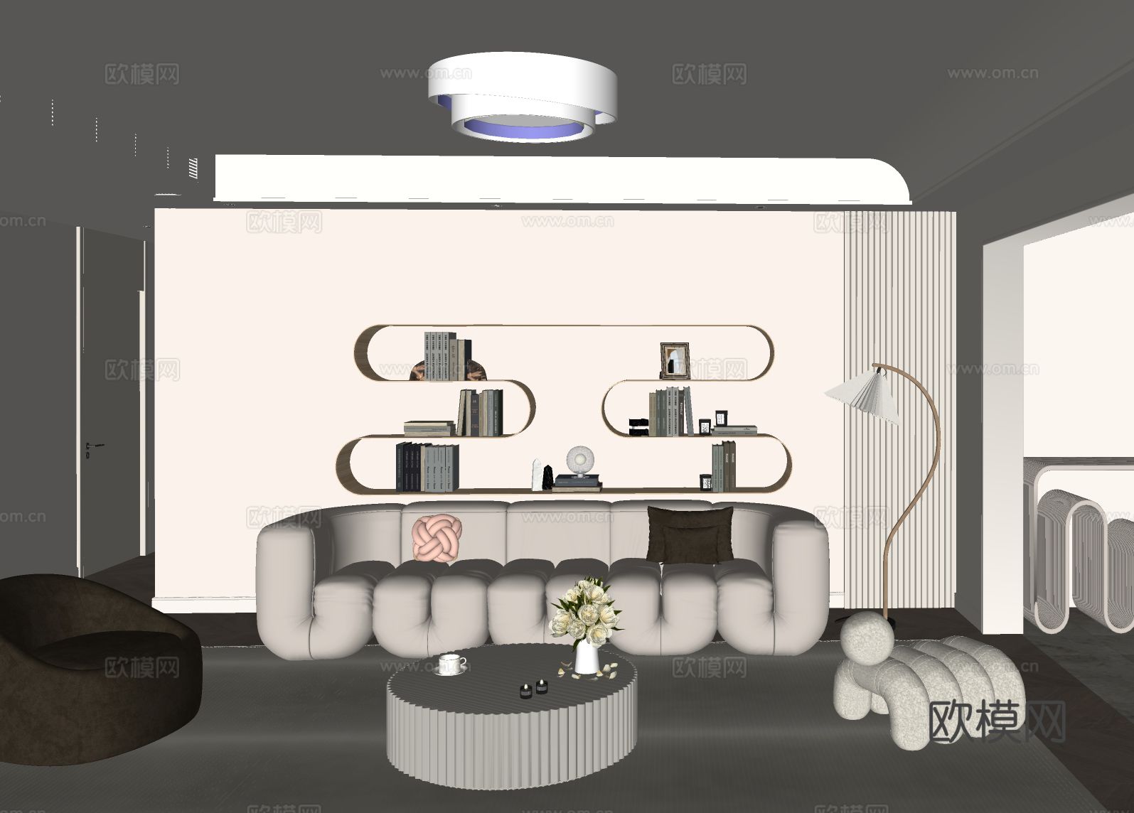现代简约客厅su模型