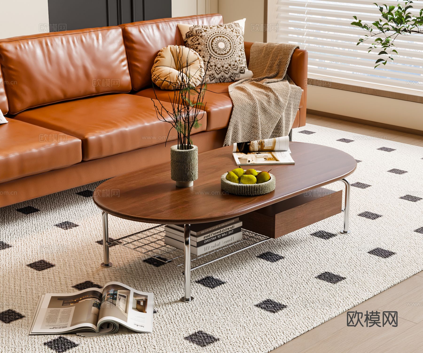 中古风茶几su模型下载（渲染图2）