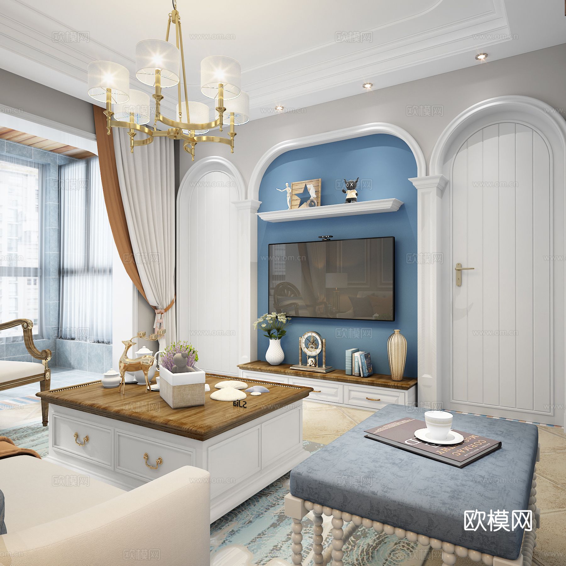 地中海客餐厅3d模型下载（渲染图2）