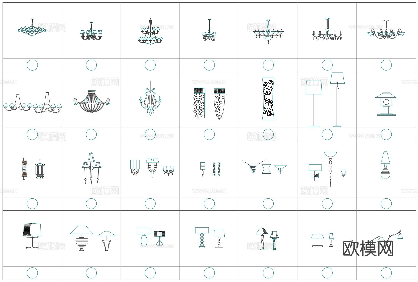 灯具cad图库