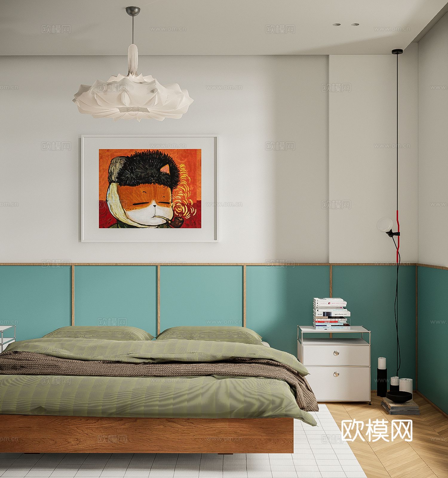 包豪斯卧室 主卧3d模型下载（渲染图3）