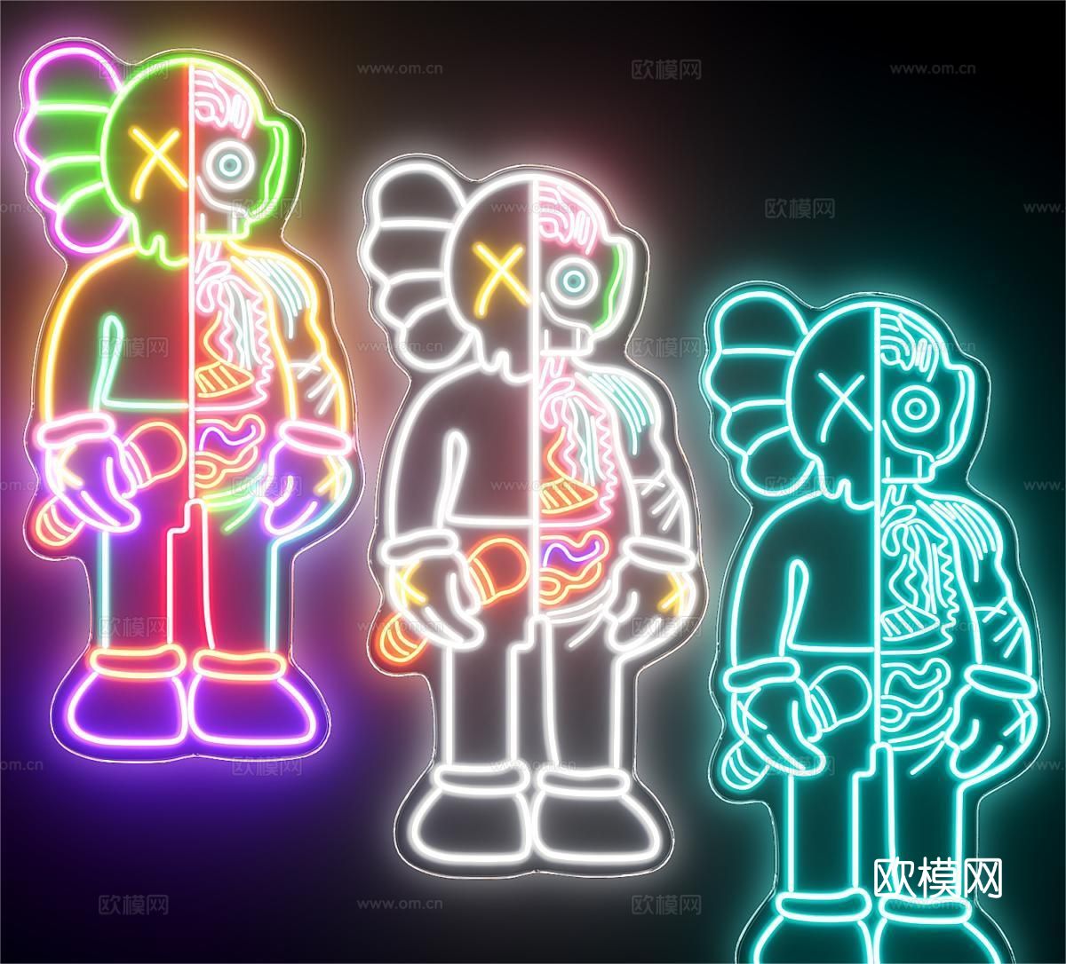 KAWS Neon 霓虹灯 光管牌3d模型