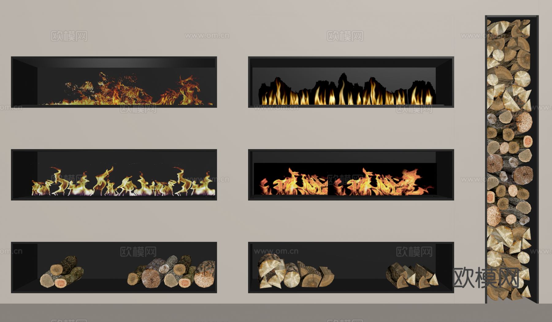 现代壁炉su模型